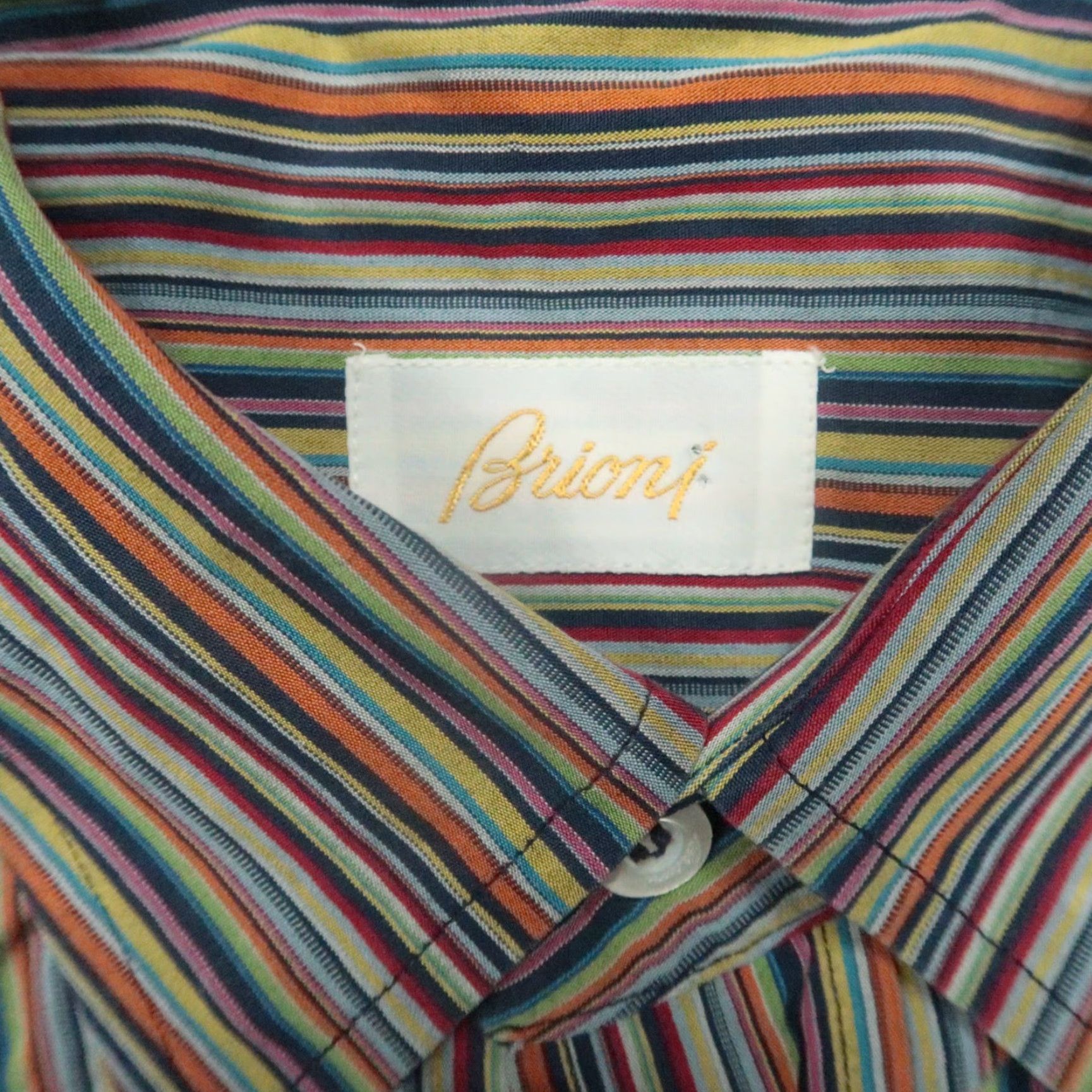 Brioni Brioni Shirt Mens 2XL Blue Orange Striped Long Sleeve Button-Down Italy Size US XXL / EU 58 / 5 - 3 Thumbnail