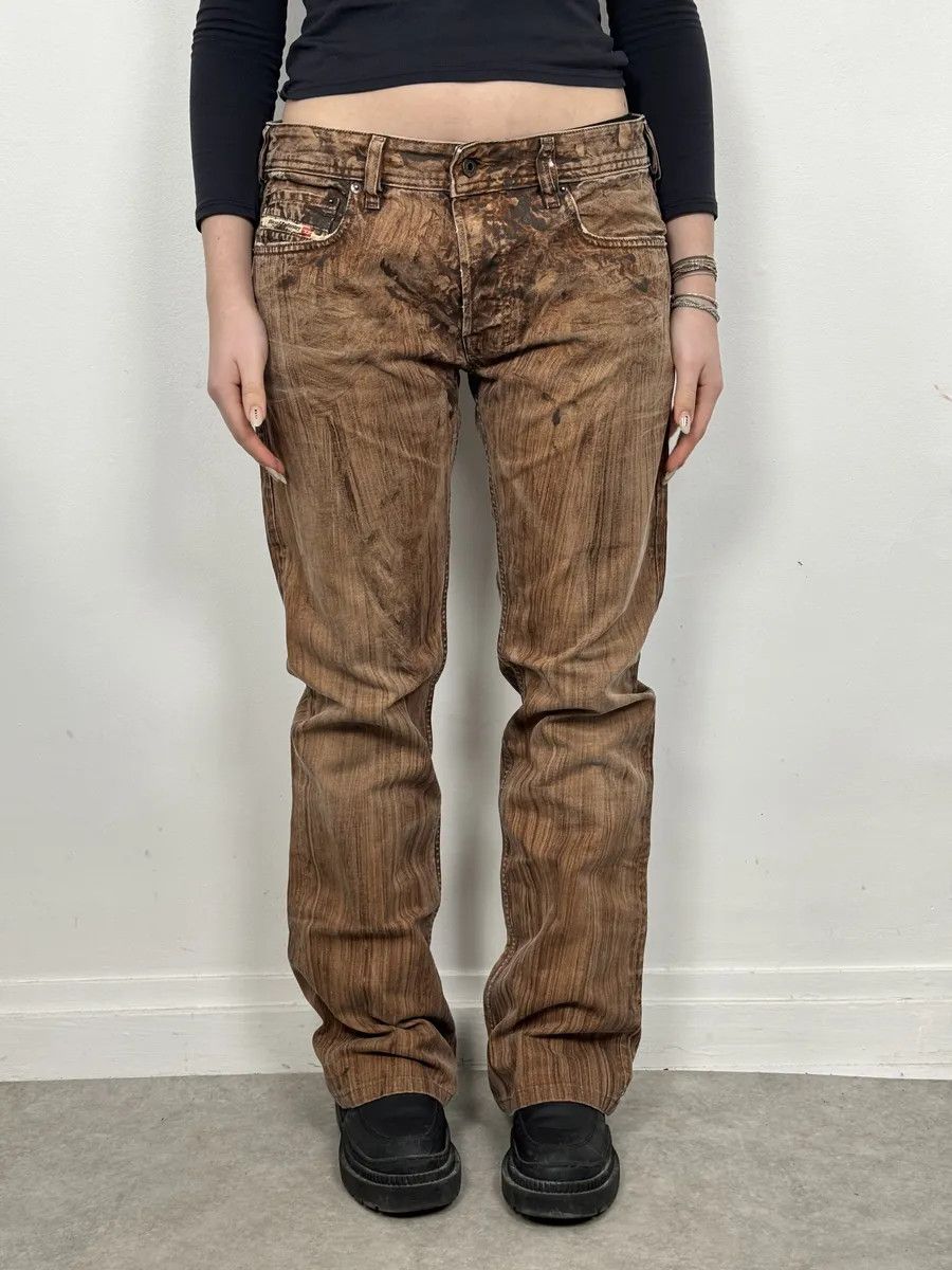 Diesel Diesel Abstract Painted Effect Brown Gradient Denim Jeans Size US 31 - 3 Thumbnail