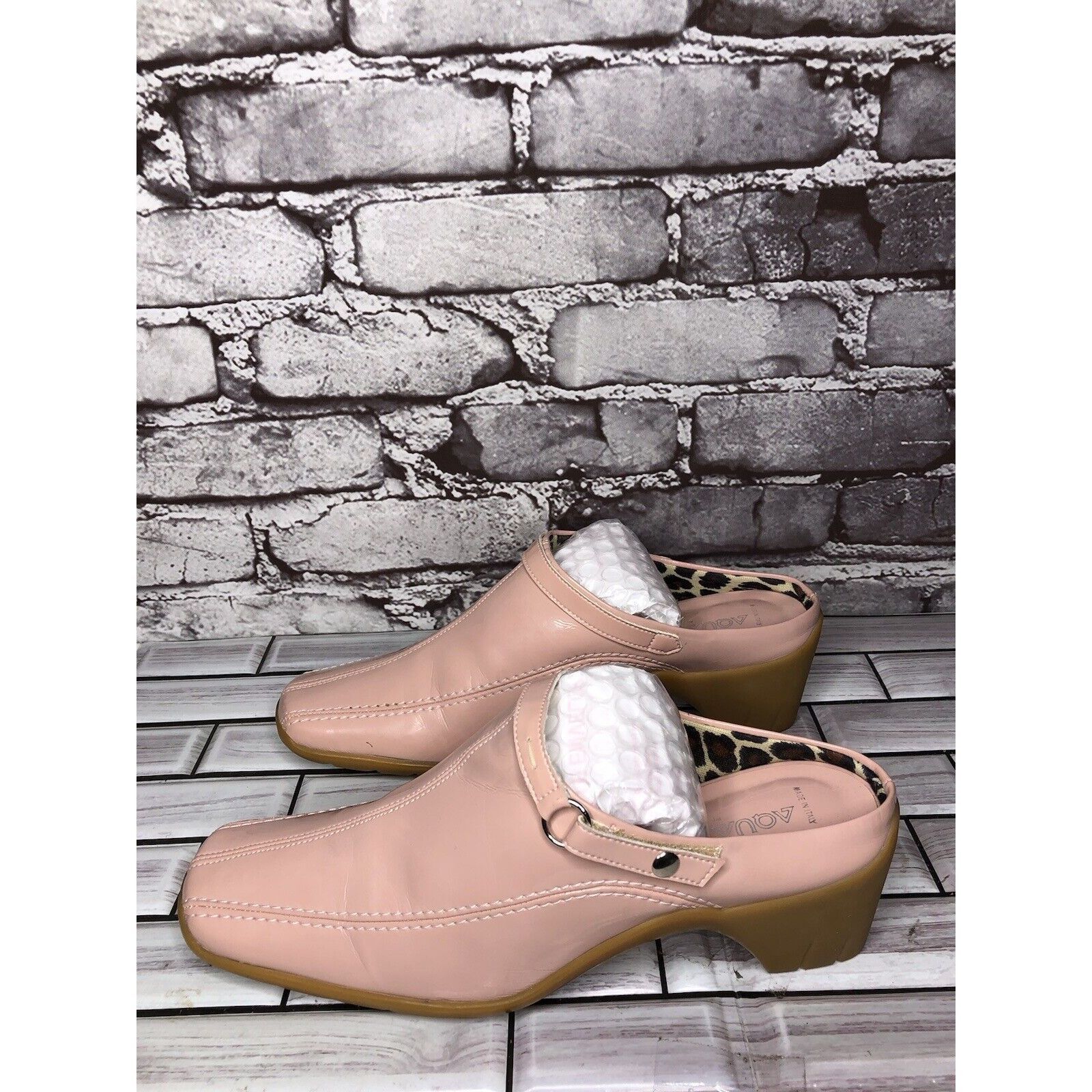 Aquatalia AQUATALIA Pink Patent Leather Square Toe Heel Mules Shoes Wo Size US 8 / IT 38 - 17 Thumbnail
