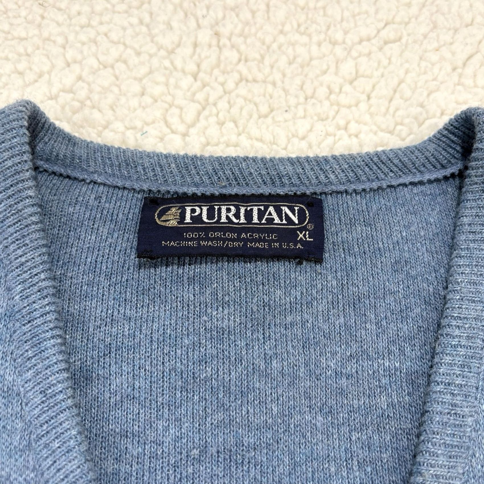 Vintage VINTAGE Puritan XL Blue Knit Sweater Vest Mens 80s 90s USA V-Neck Sleeveless Size US XL / EU 56 / 4 - 2 Thumbnail