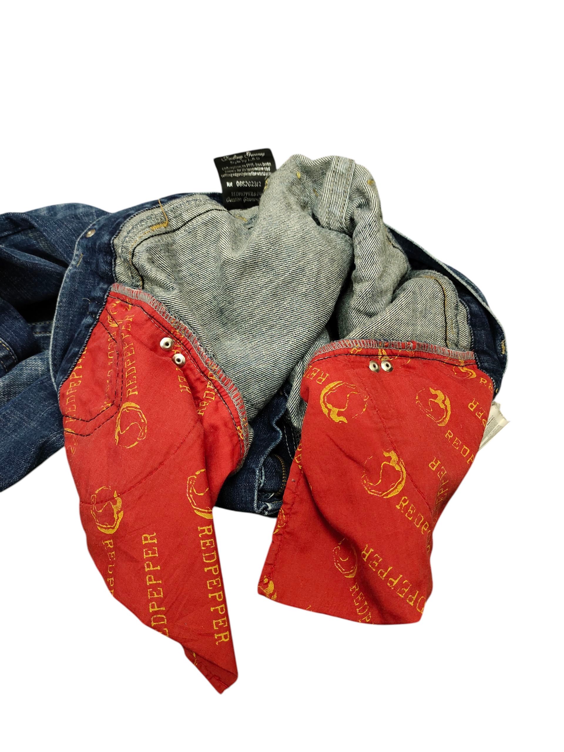 Comme des Garcons × Undercover Vintage 2000s Red Pepper Leather Trim Clawmark Denim Jeans Size US 34 / EU 50 - 16 Thumbnail