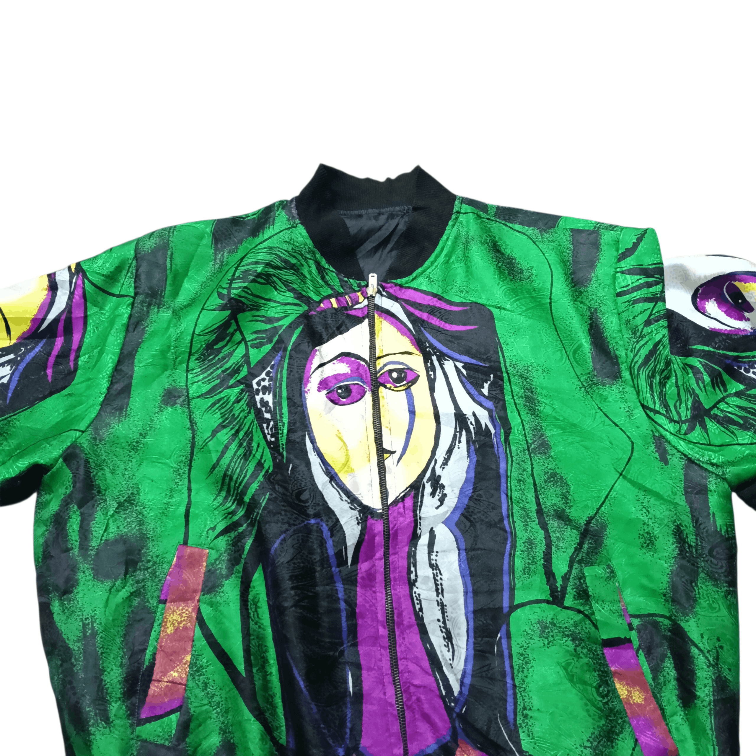 Vintage Vintage 90s Picasso Art Polyester Satin Bomber Jacket. Size US L / EU 52-54 / 3 - 5 Thumbnail