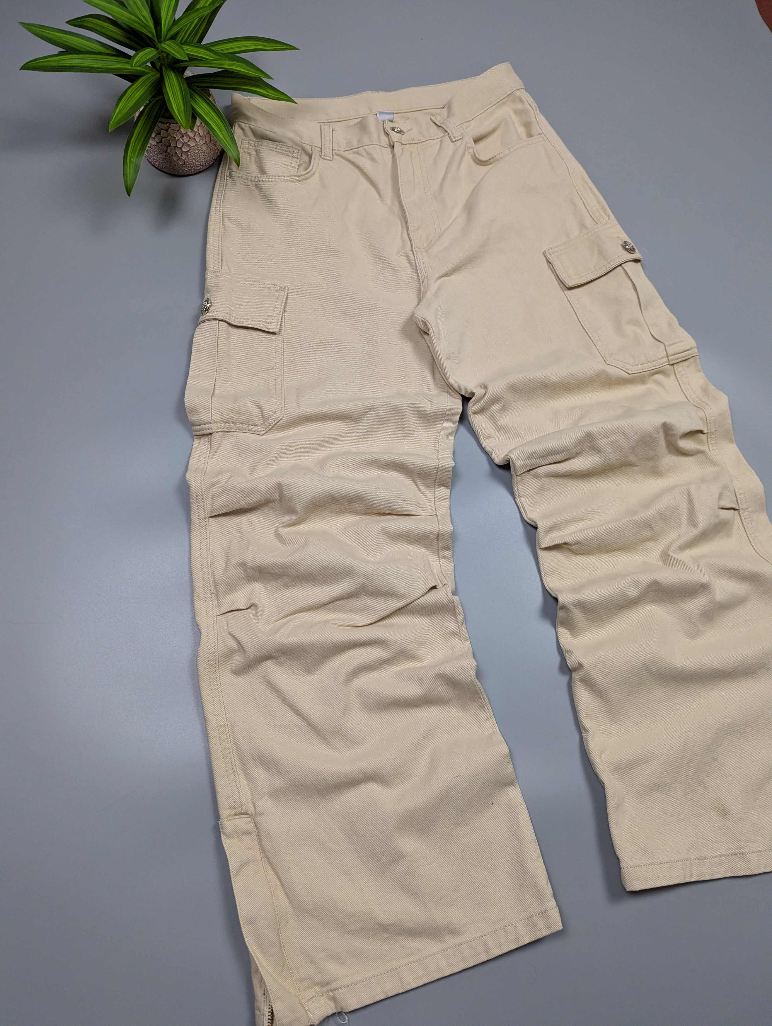 Liu Jo Liu Jo Y2K Beige Wide Leg Cargo Pants Multi Pocket Baggy Size 31" - 3 Thumbnail
