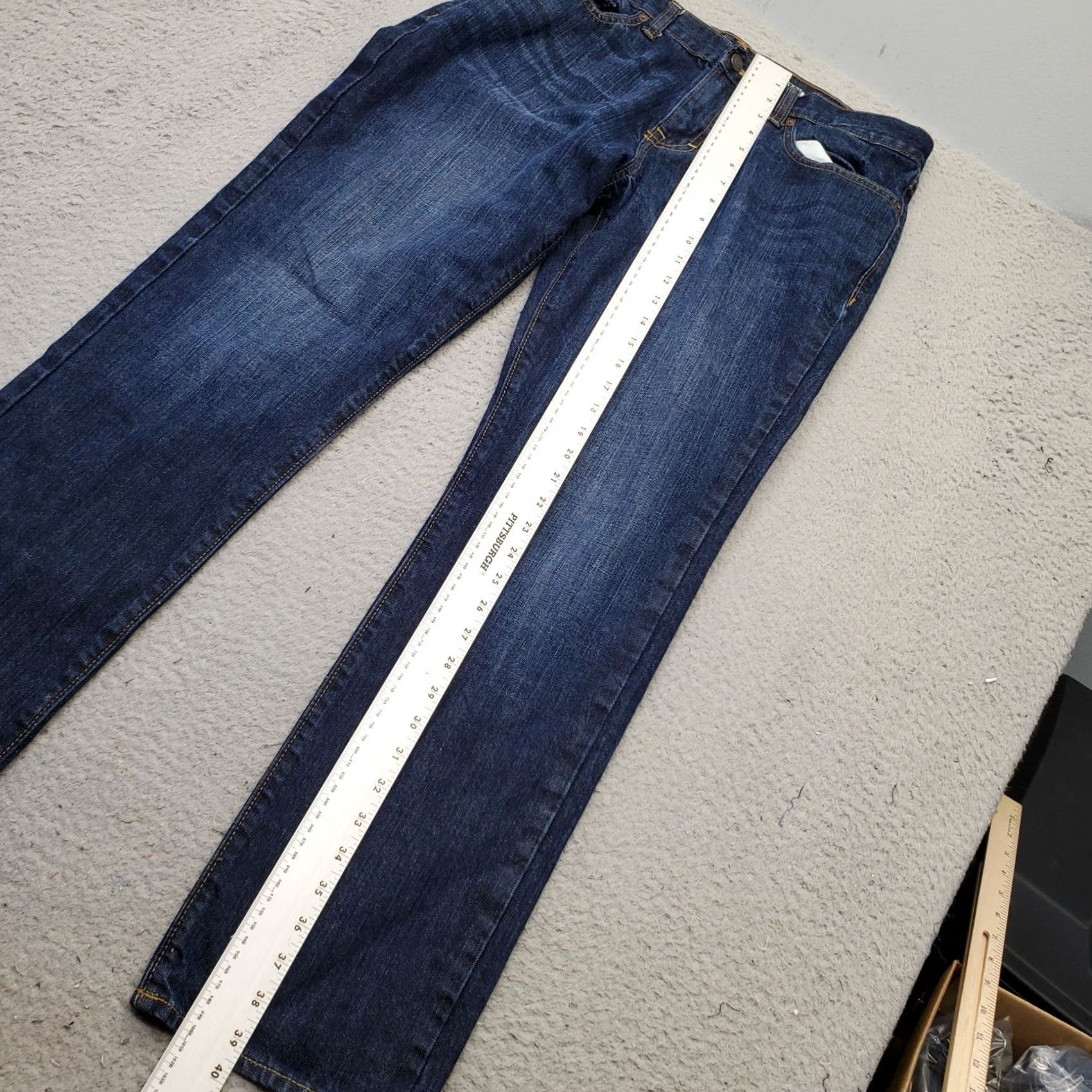 Old Navy Old Navy Famous Jeans Mens 34x32 Navy Denim Cotton Slim Fit Stretch Straight Leg Jeans Size US 34 / EU 50 - 5 Thumbnail