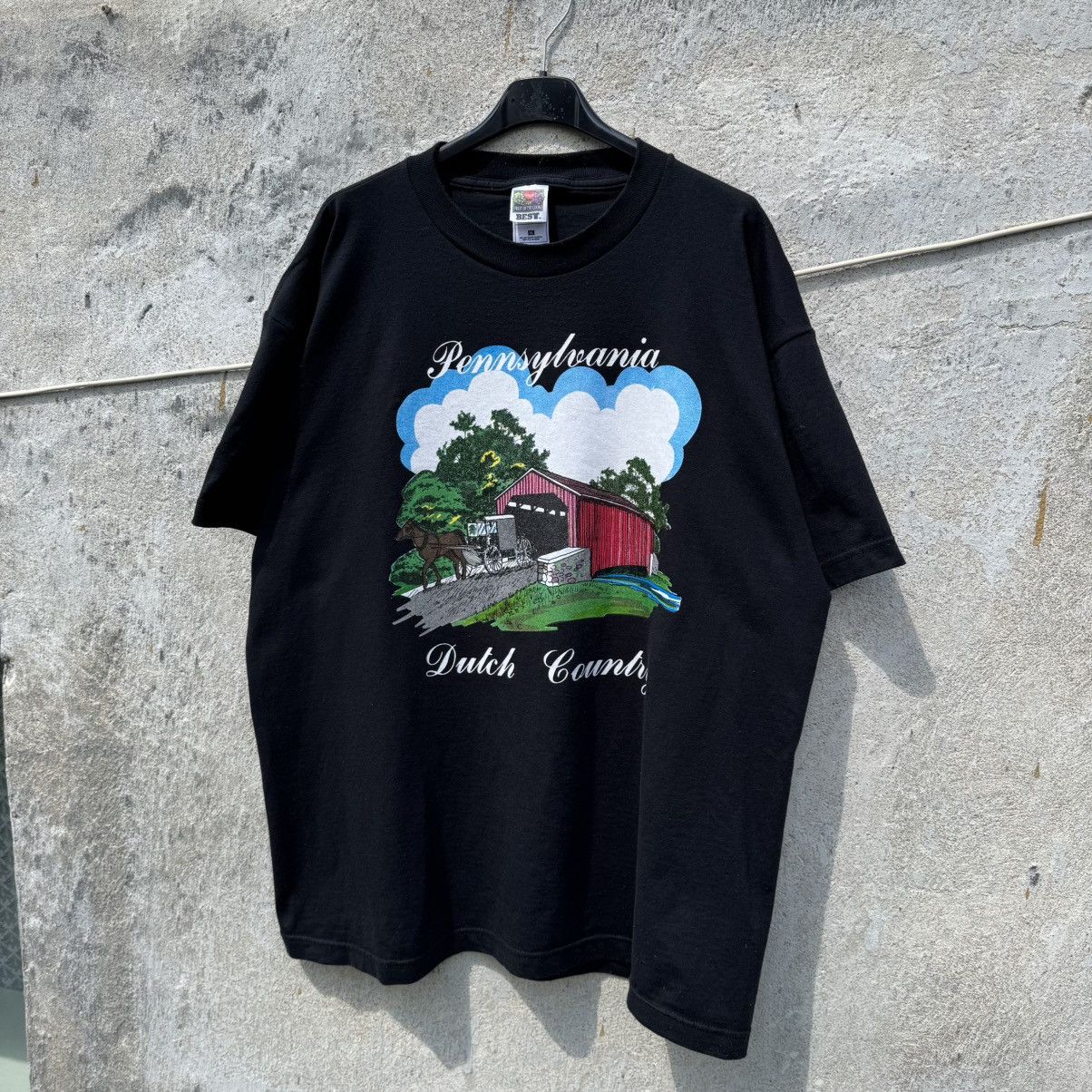 Fruit Of The Loom Vintage 90s Pennsylvania Dutch Country Cotagge Village Tee Size US XL / EU 56 / 4 - 1 Thumbnail