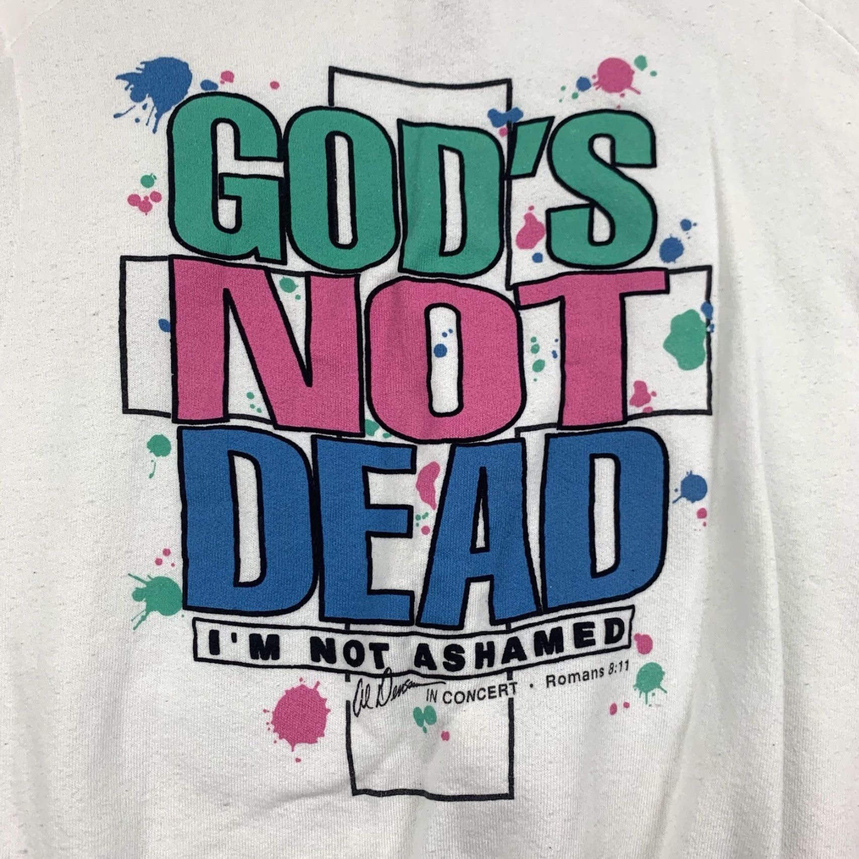 Fruit Of The Loom VINTAGE Gods Not Dead Concert Sweatshirt Men XL White 90s 90s Religion Al Denson Pullover Crew Neck Fruit of the Loom Sweatshirt Mens VINTAGE Size US XL / EU 56 / 4 - 2 Thumbnail
