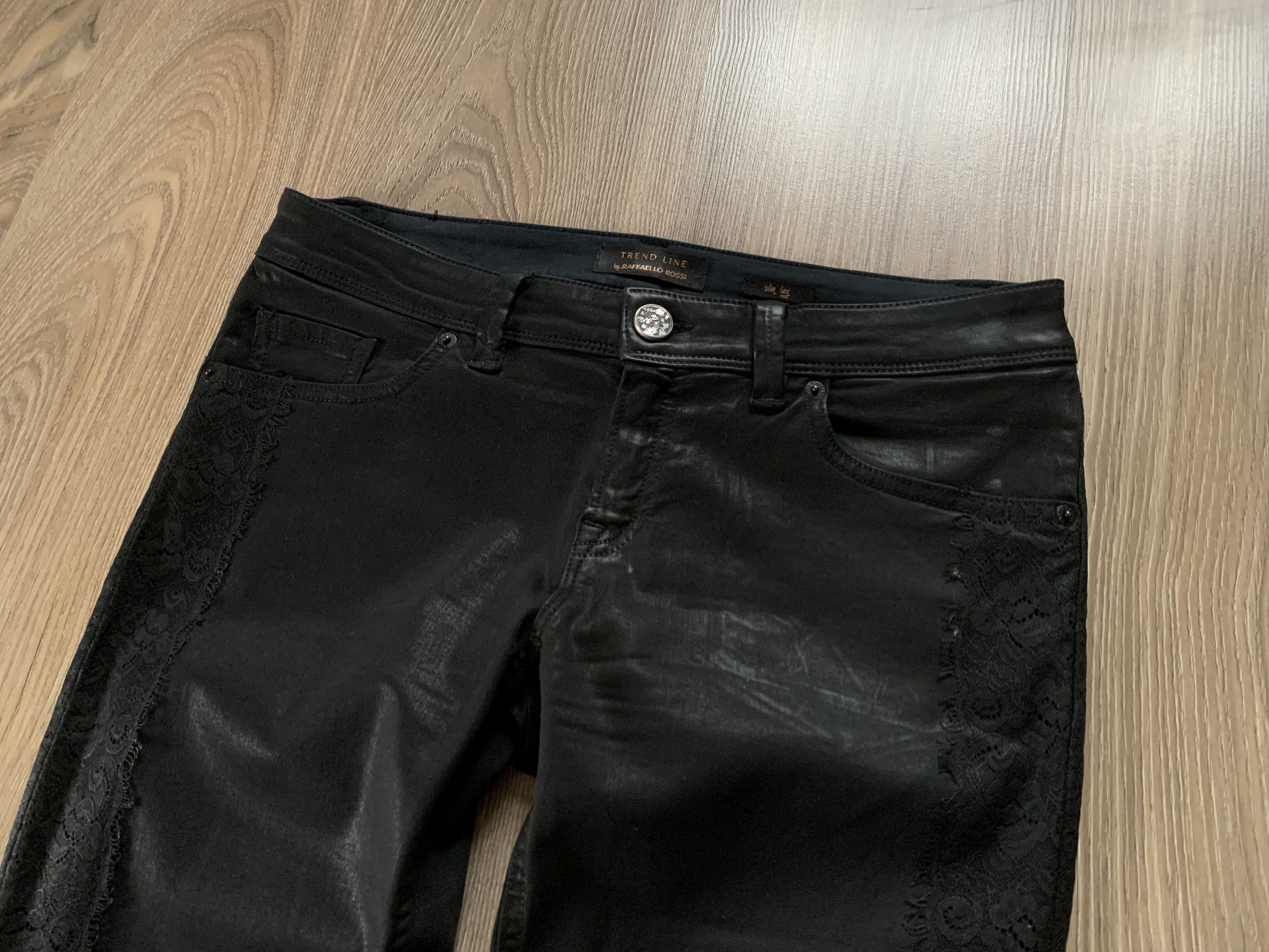 Other Raffaello Rossi Leather Black Wax Jeans Size 30" / US 8 / IT 44 - 4 Thumbnail