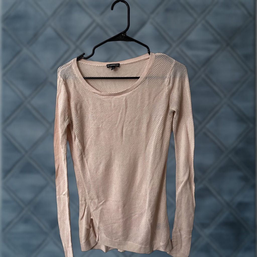 Express Express Open-Knit Sweater Women’s Medium Pink Long Sleeve Pullover Size M / US 6-8 / IT 42-44 - 1 Thumbnail