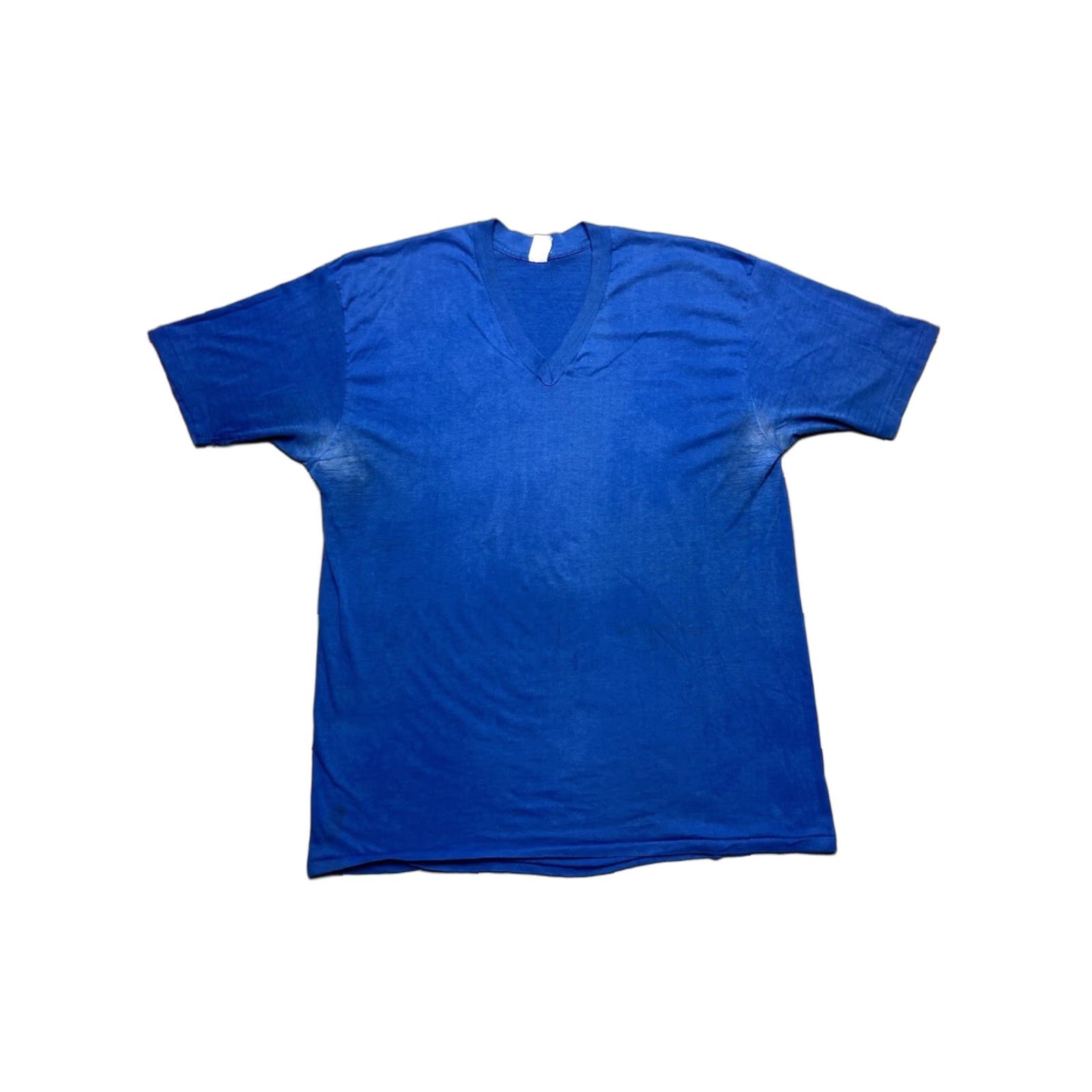 Vintage VINTAGE Healthknit T-Shirt V-Neck Shirt Men 4XL Blue 1980s Distressed Thin Soft Blank Size US XXL / EU 58 / 5 - 1 Thumbnail
