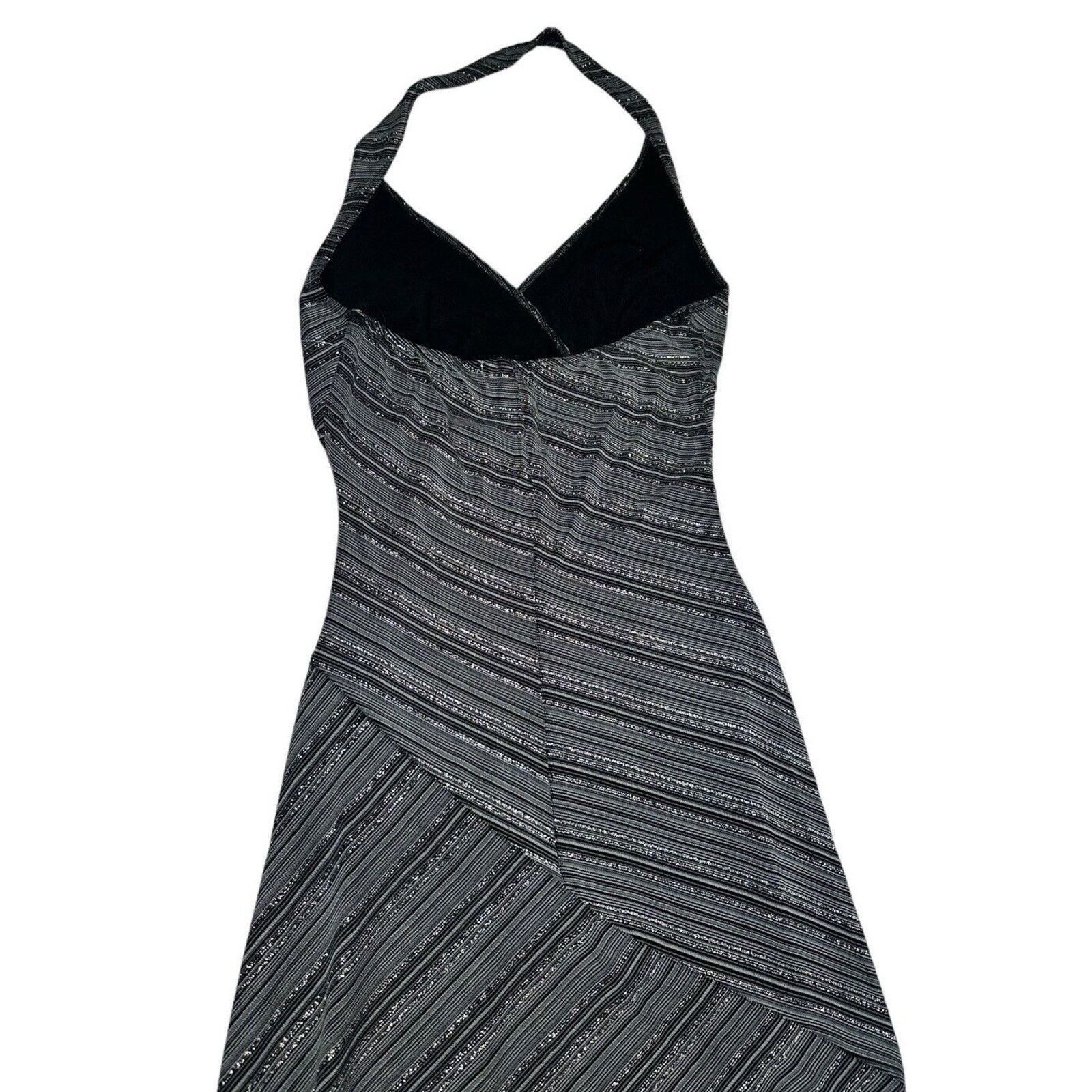 Other Y2K Charlotte Russe Black Silver Asymmetrical Halter Dress L Size L / US 10 / IT 46 - 7 Thumbnail