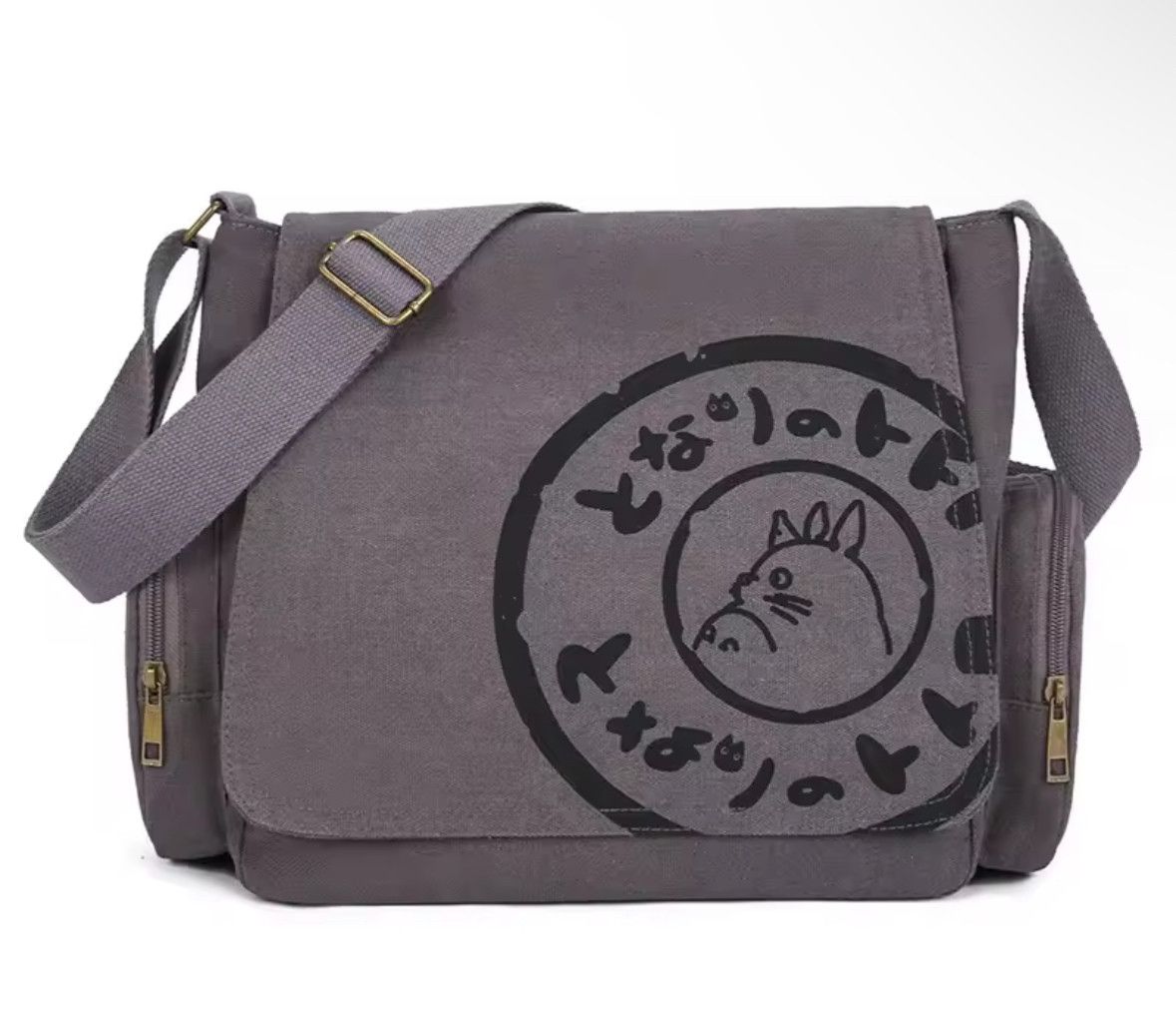 Vintage Totoro Canvas Messenger Bag Tote Shoulder Handbag in Grey, Men's