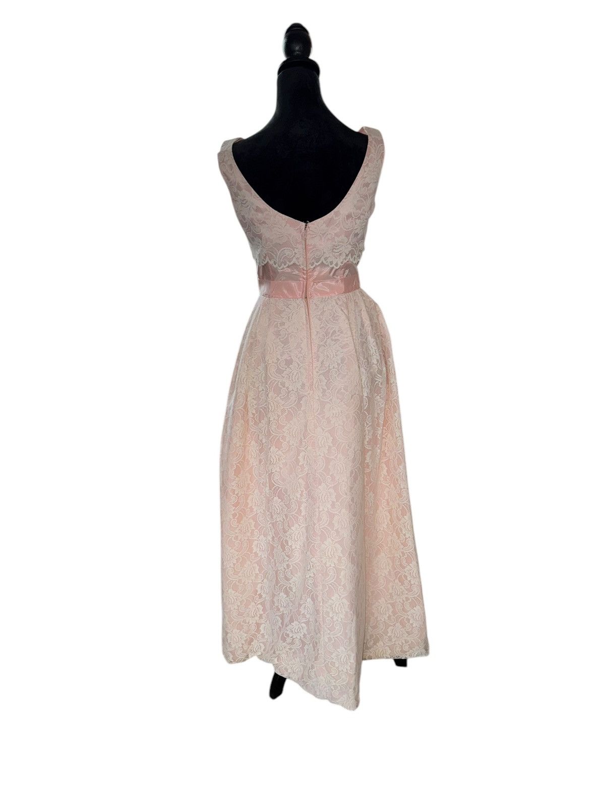 Sears × Vintage VTG Sears 40s 50s Pink Lace Evening Dress Sheath Fit Flare Size S / US 4 / IT 40 - 4 Thumbnail