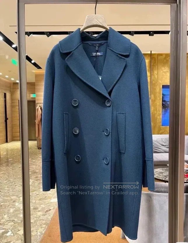 Max Mara Max Mara Navy Blue Sheep Wool Coat Size 4XL / US 24-26 - 8 Thumbnail