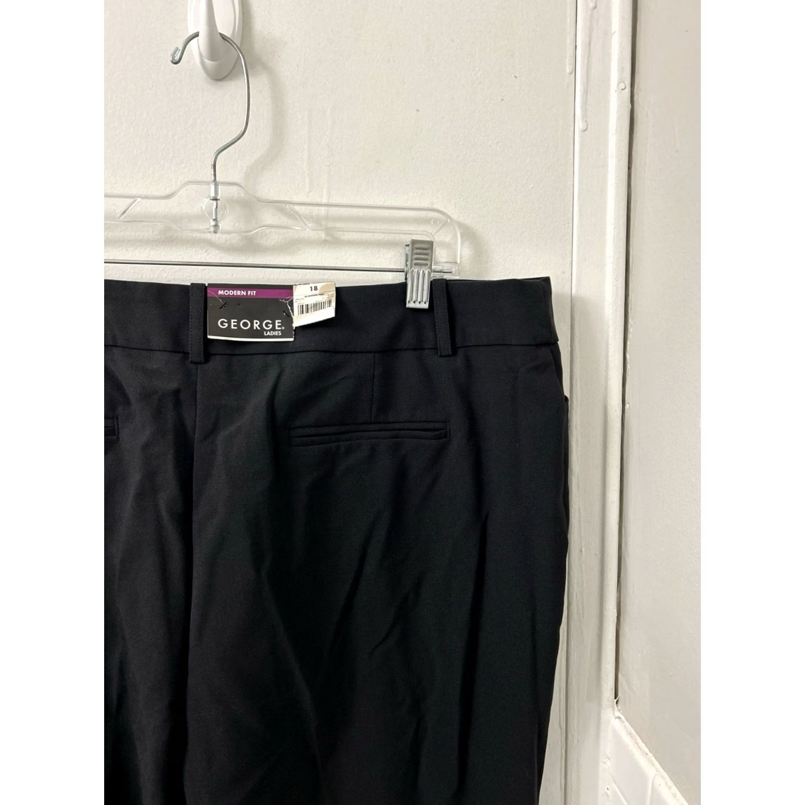 George George Modern Pants Womens Black Size 18 L32 Straight Fit NWT Dress Pants Easy Care Zipper Trousers Size 40" / US 18 - 5 Thumbnail