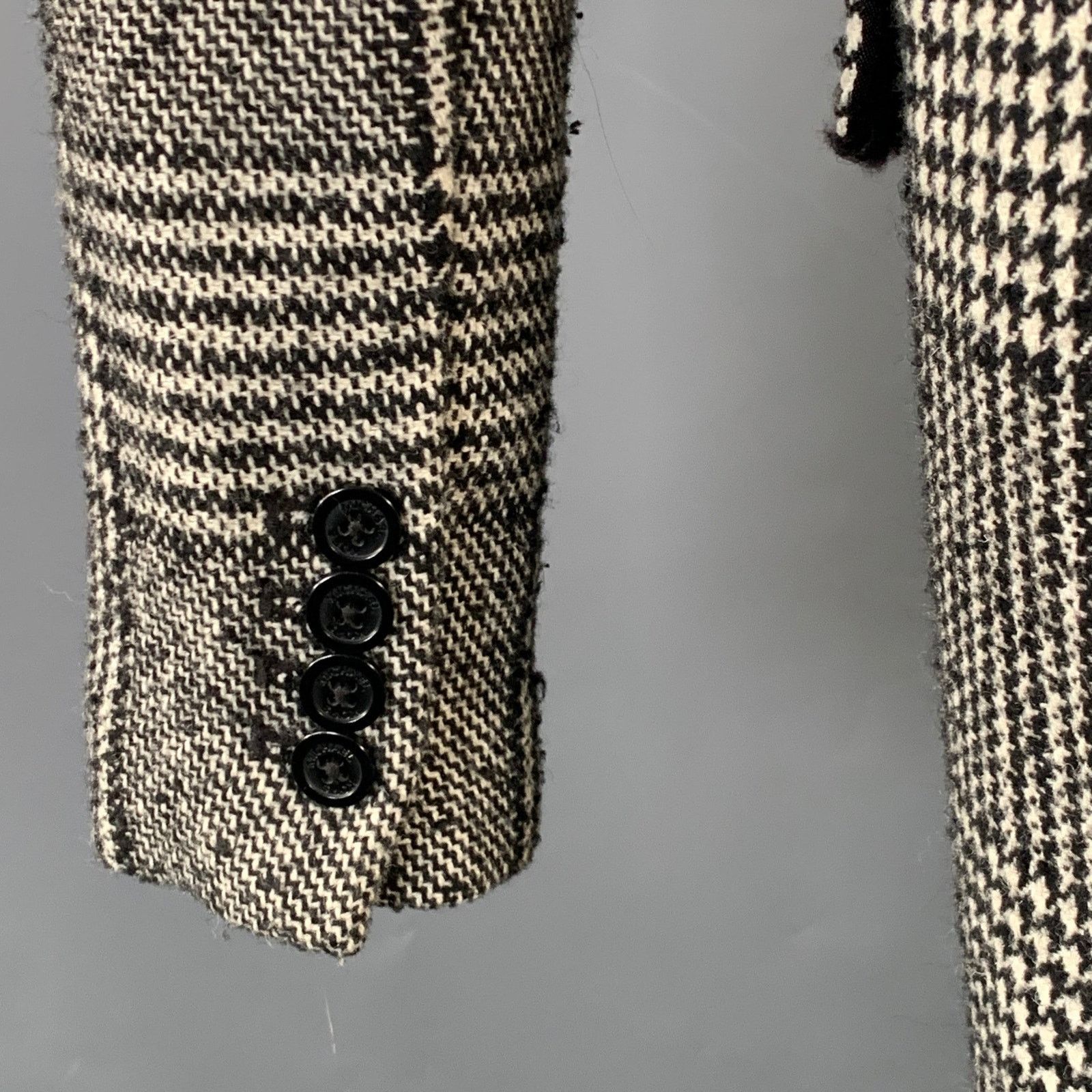 Michael Kors Size S Black White Wool Blend Plaid Double Breasted Coat Size S / US 4 / IT 40 - 5 Thumbnail