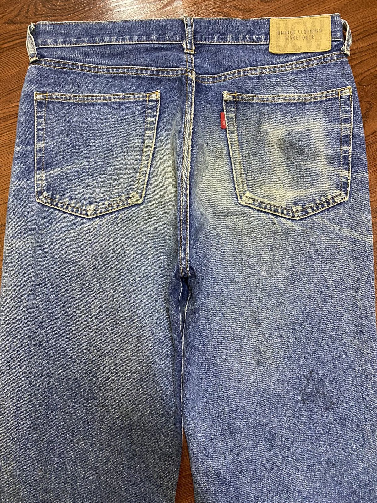 Warehouse Vintage Unique Clothing Blue Wash Distressed Loose Jeans Size US 32 / EU 48 - 4 Thumbnail