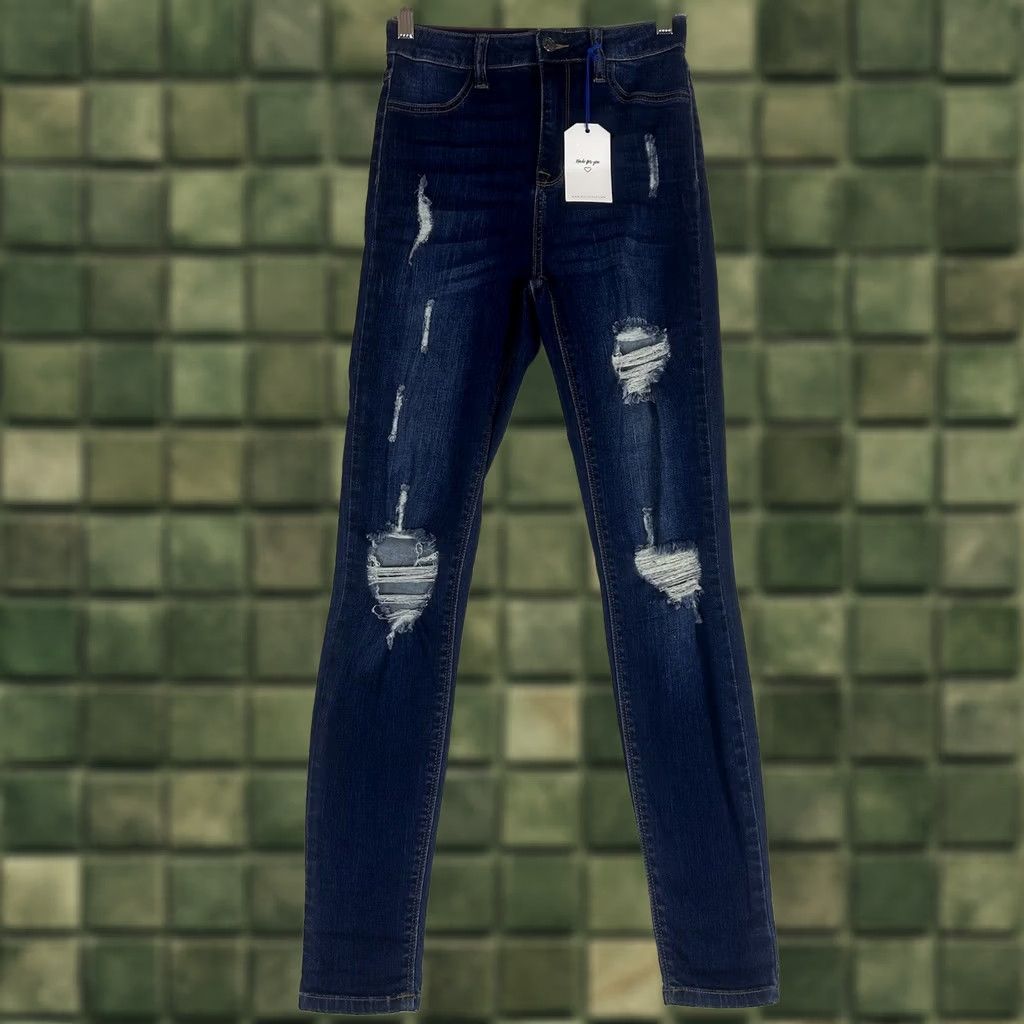 Vintage Cello Jeans Distressed Skinny Blue Denim High Rise 5 Regular Women NWT Jeans Shirt? Size 27" / US 4 / IT 40 - 1 Thumbnail
