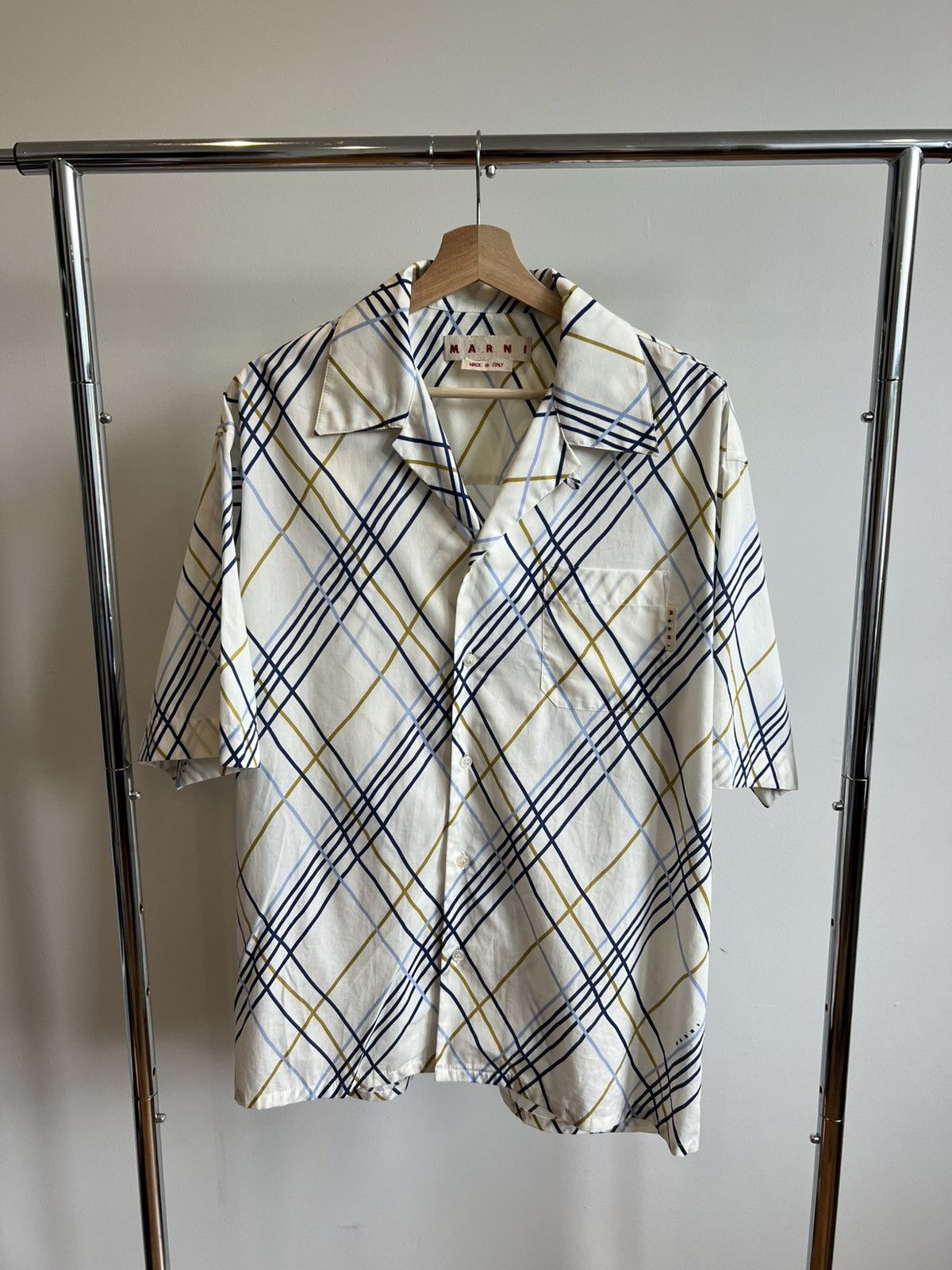 Marni White/Blue Striped Marni Bowling Button up Size US M / EU 48-50 / 2 - 1 Thumbnail