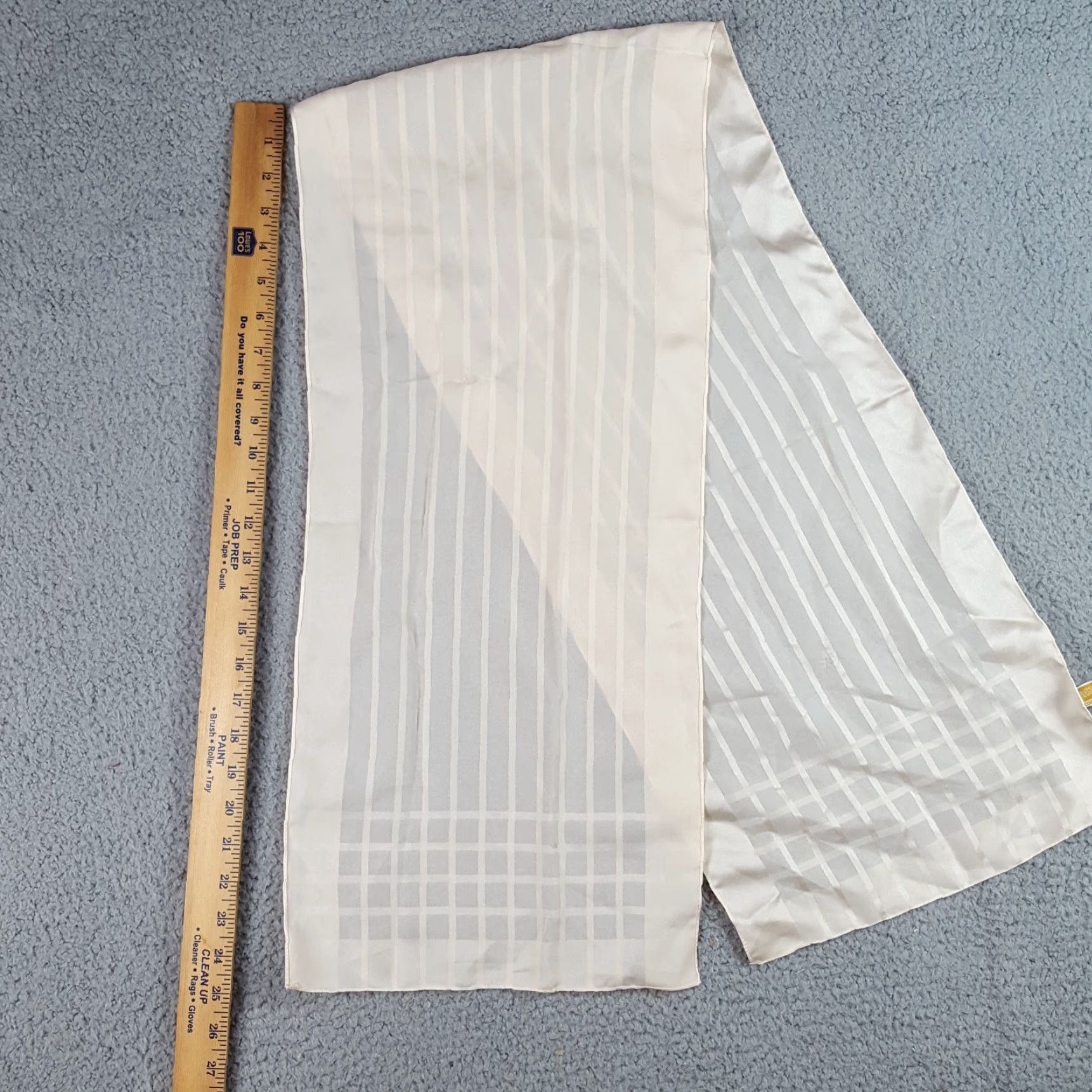 Vintage VINTAGE 80s Italian Cream Striped Sheer Scarf Neck Wrap 50" Handkerchief Ivory Size ONE SIZE - 6 Thumbnail