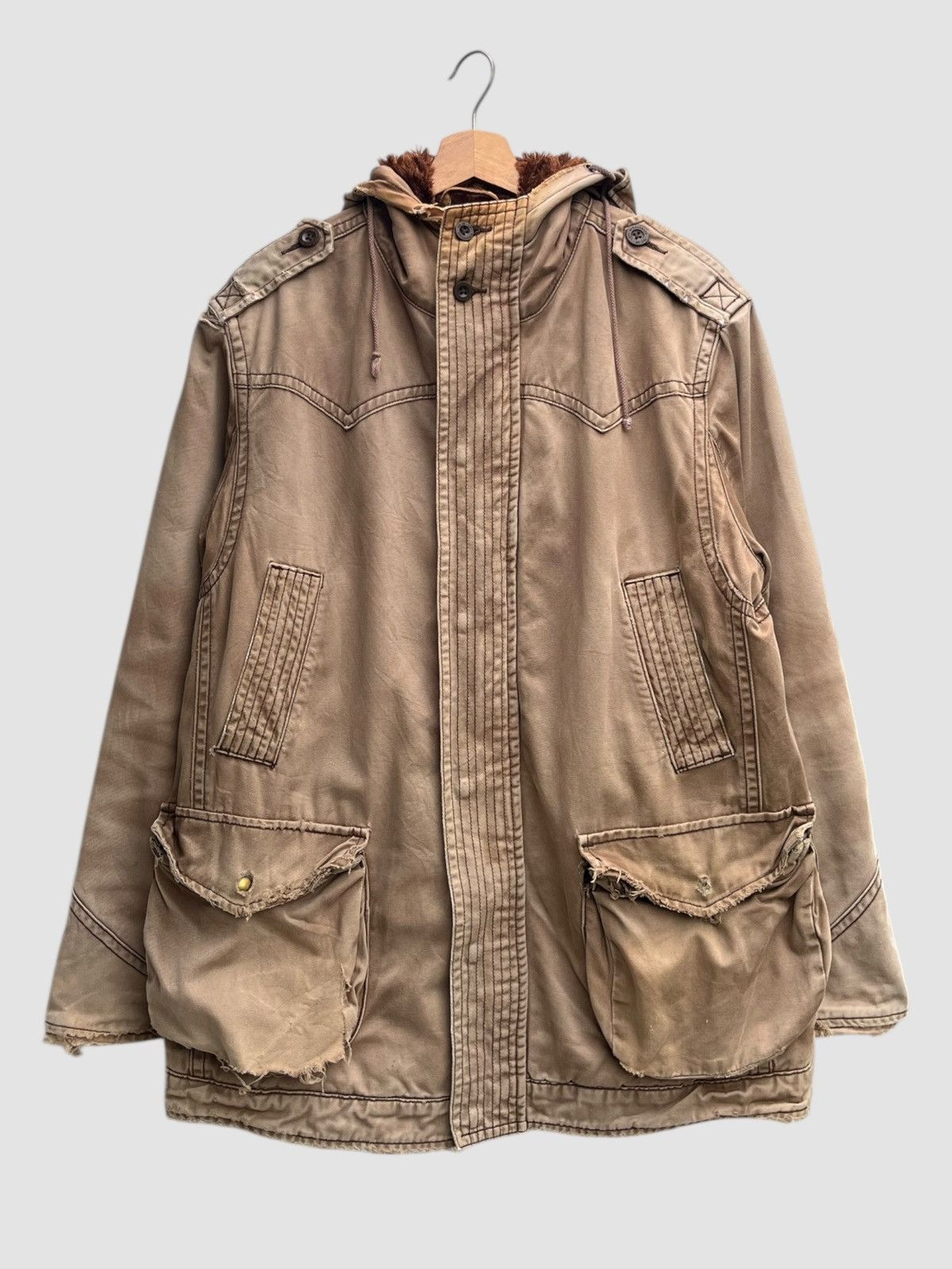 Levi's Distressed Levi’s Mod/Military Fur Lining Hooded Jacket Size US L / EU 52-54 / 3 - 1 Thumbnail