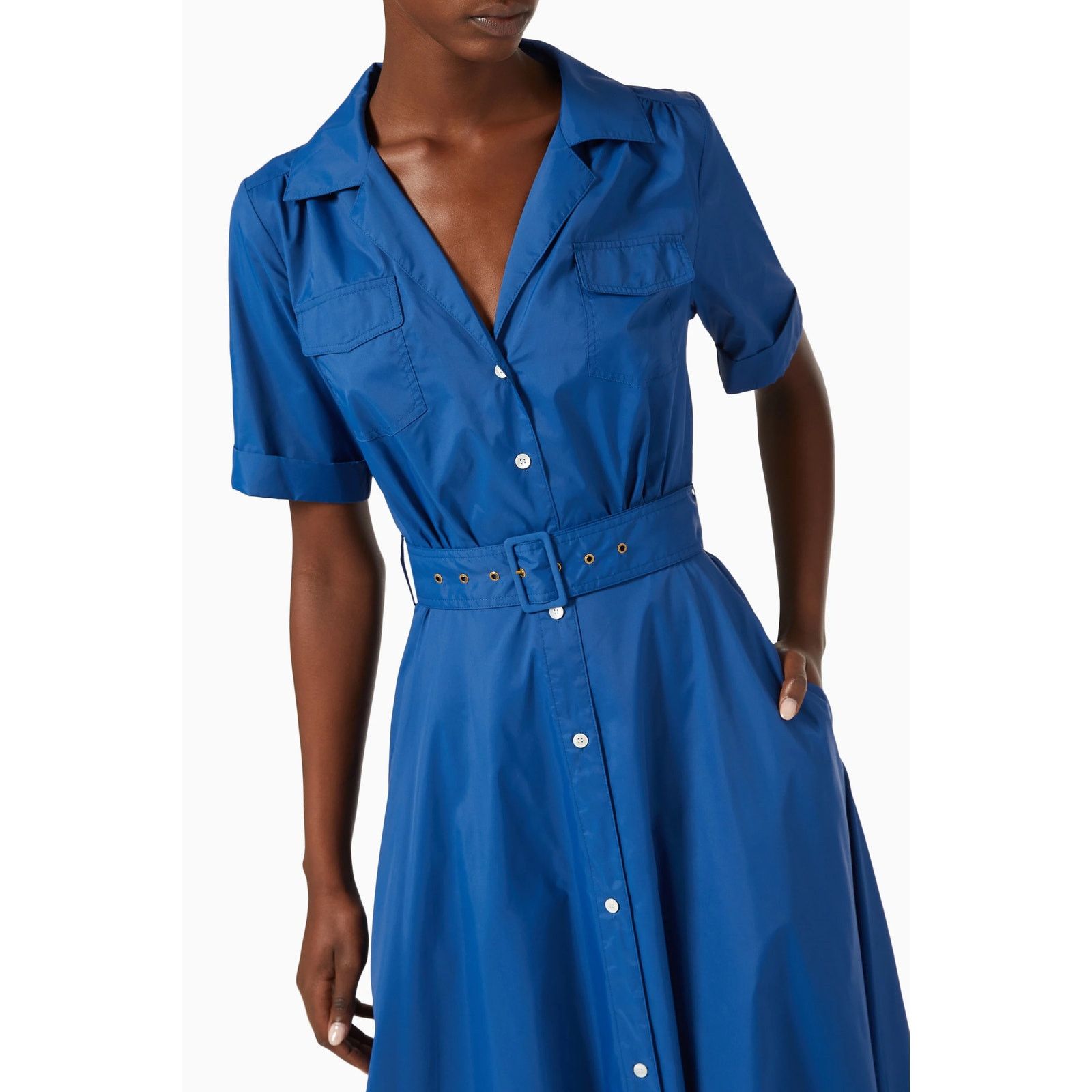 Staud Staud Millie Maxi Belted Shirt Dress Lapis Blue size 00 XXS Size XXS / US 00 / IT 34 - 6 Thumbnail