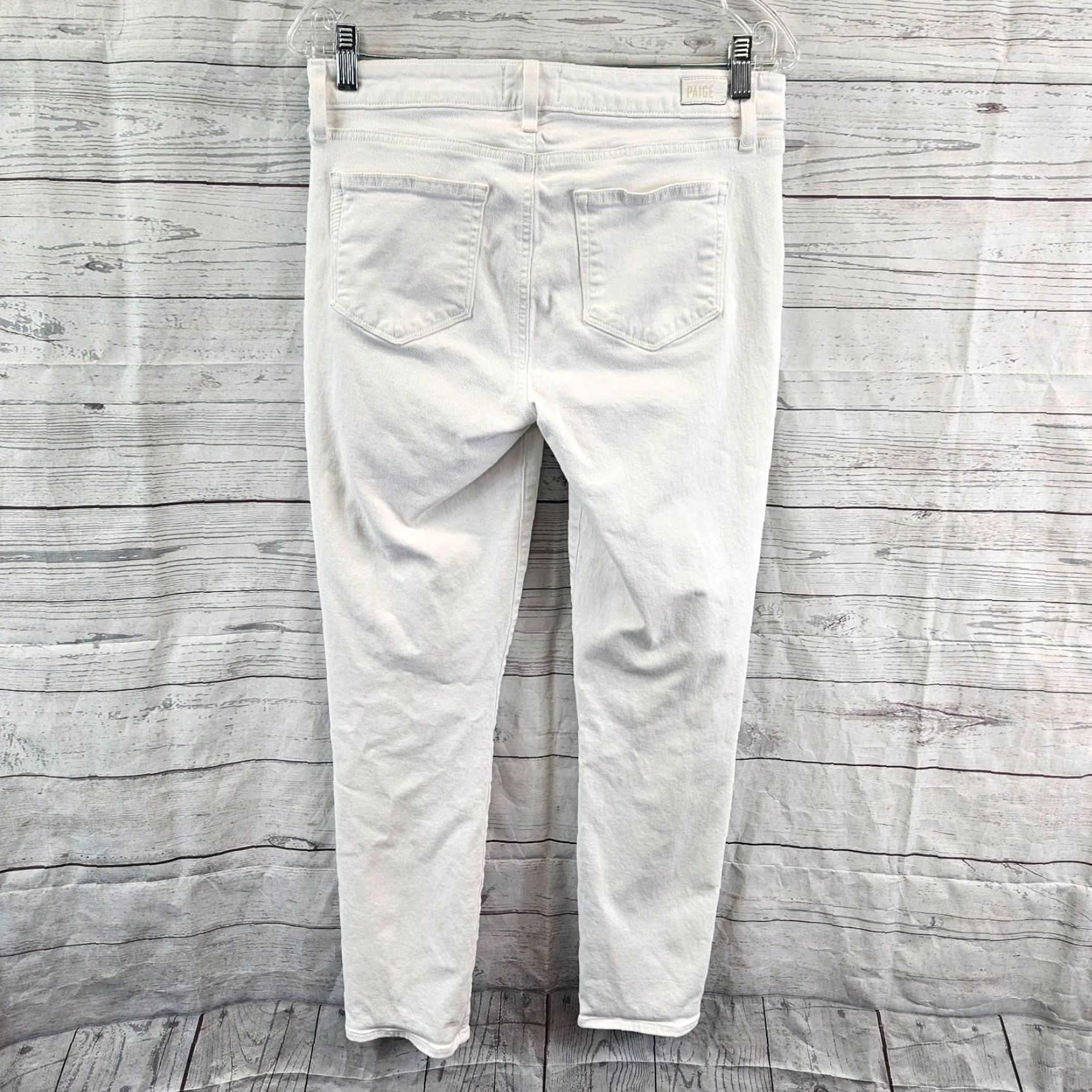 Paige Paige Womens Skyline Jeans Ankle Regular 29 White Mid Rise Cotton Blend Denim Womens Size 29" - 3 Thumbnail