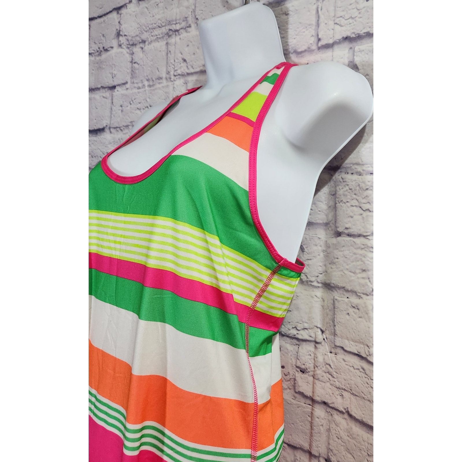 Other Xersion Pink Green Multicolor Racerback Workout Tank Large Size L / US 10 / IT 46 - 2 Thumbnail