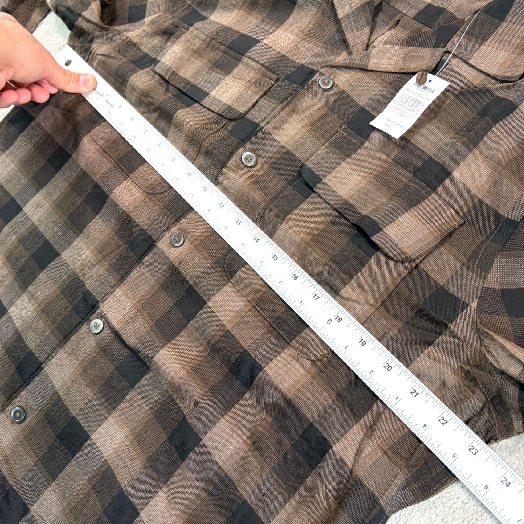 Todd Snyder Todd Snyder Rayon Field Shirt Espresso Bean Mens Large Classic Fit NWT Button-Up Plaid Brown Viscose Size US L / EU 52-54 / 3 - 7 Thumbnail