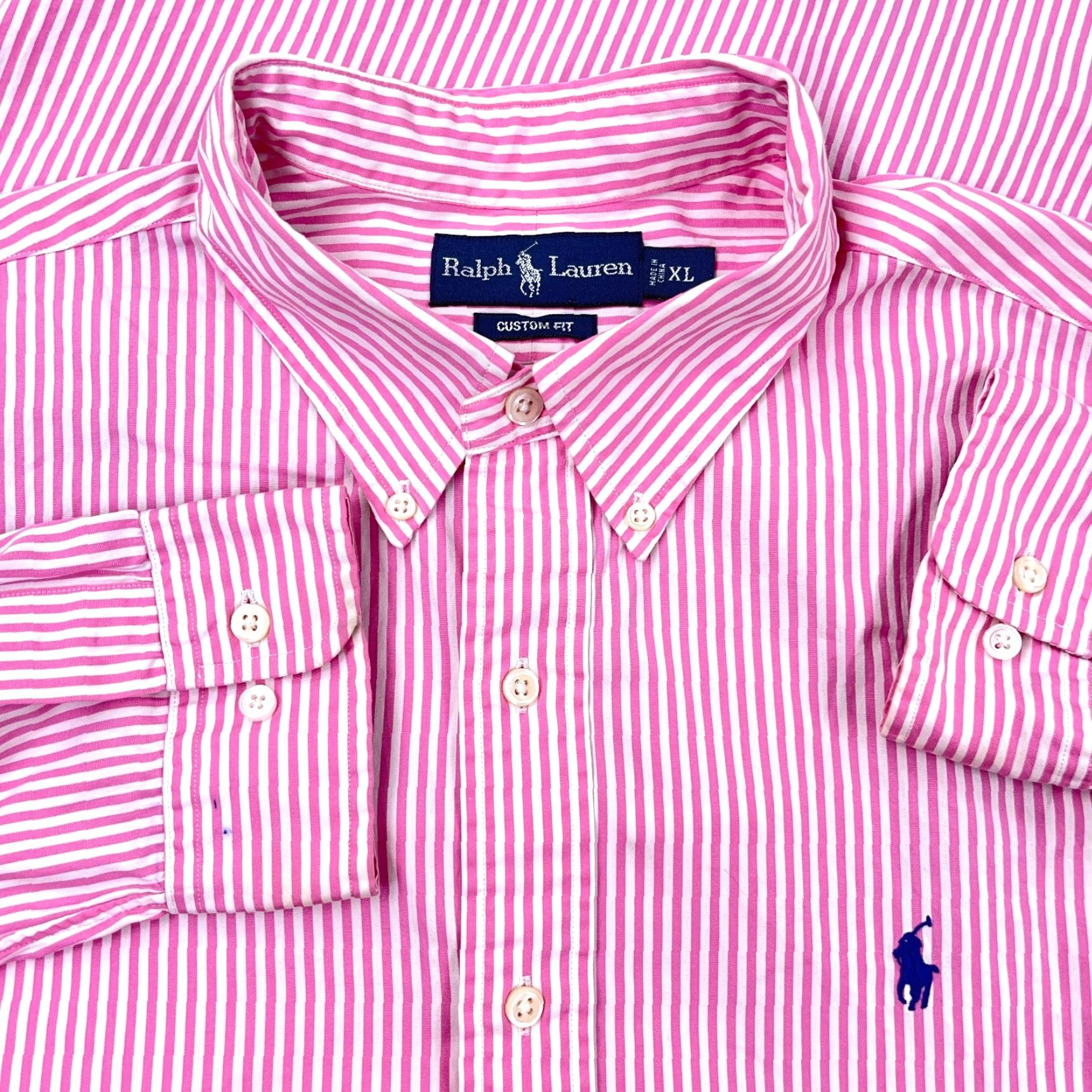 Ralph Lauren Ralph Lauren Shirt Men XL Pink Striped Button-Up Regular Fit Cotton Dress Shirt Mens Size 46R - 2 Thumbnail
