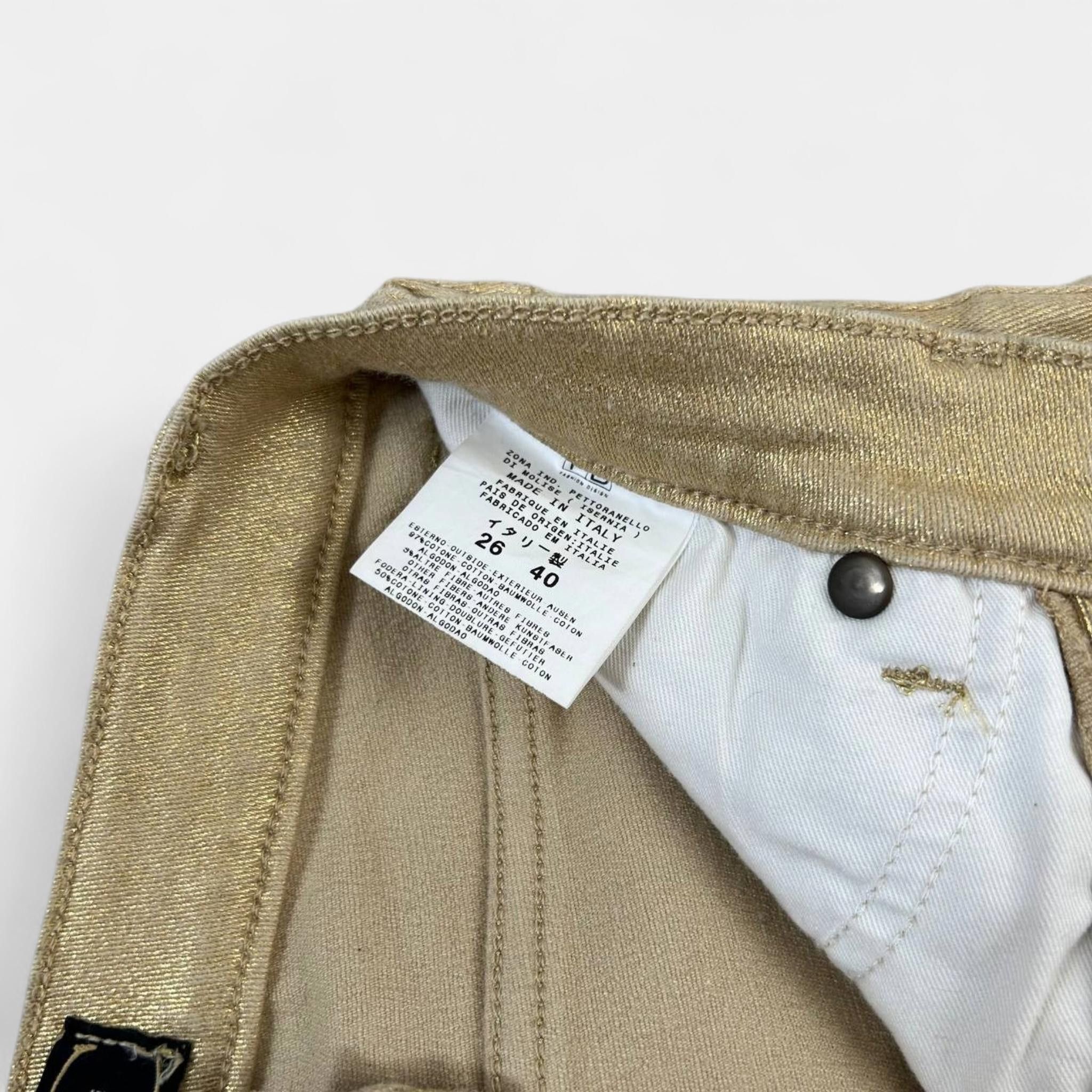 Roberto Cavalli Cavalli Metallic Gold Straight Leg Jeans Size 26" / US 2 / IT 38 - 8 Thumbnail