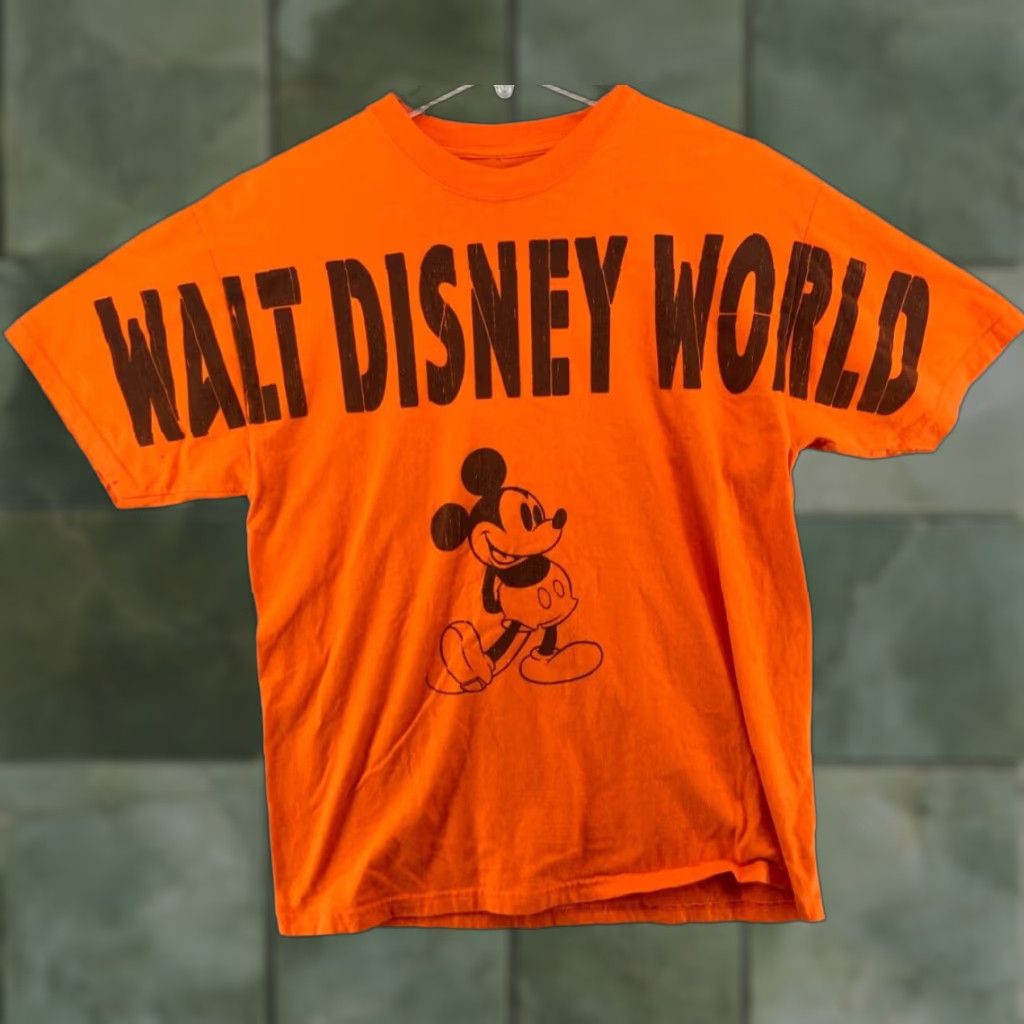 Disney Walt Disney World Mens TShirt L Orange Mickey Mouse Spellout Shirt Mens L Orange Mickey Mouse Disney World TShirt - Size US L / EU 52-54 / 3 - 1 Thumbnail