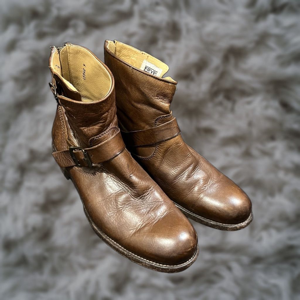 Frye Vintage 60s Frye Black Label Leather Roper Boots Men display picture 2