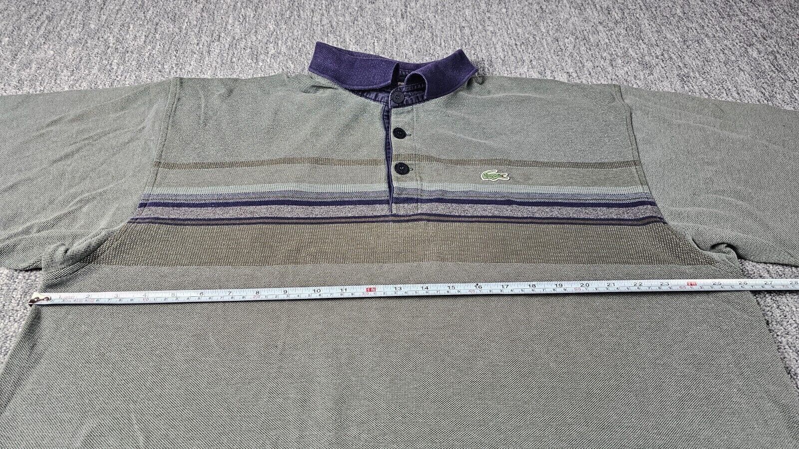 Vintage 90s Lacoste Striped Rugby Shirt Made in Italy 2XL