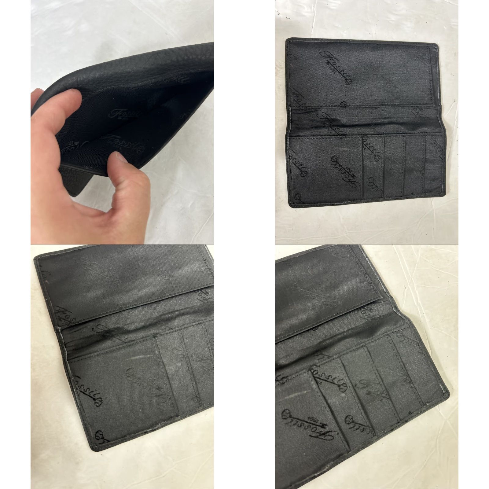 Fossil VINTAGE Fossil Pebbled Leather Black Bifold Thin Wallet 6.5x3.5 Size ONE SIZE - 8 Thumbnail