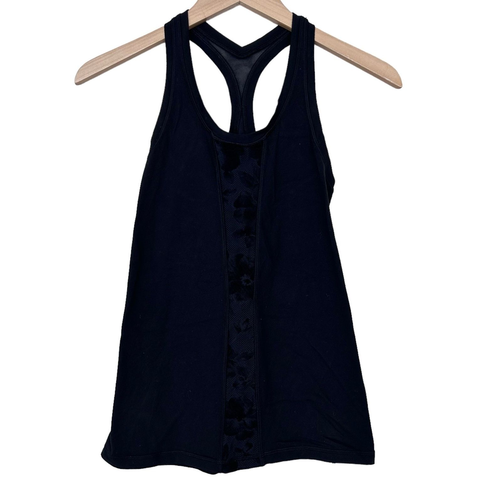 Lululemon Lululemon Black Flocked Cool Racerback Tank Top Sz XS Size XS / US 0-2 / IT 36-38 - 1 Thumbnail