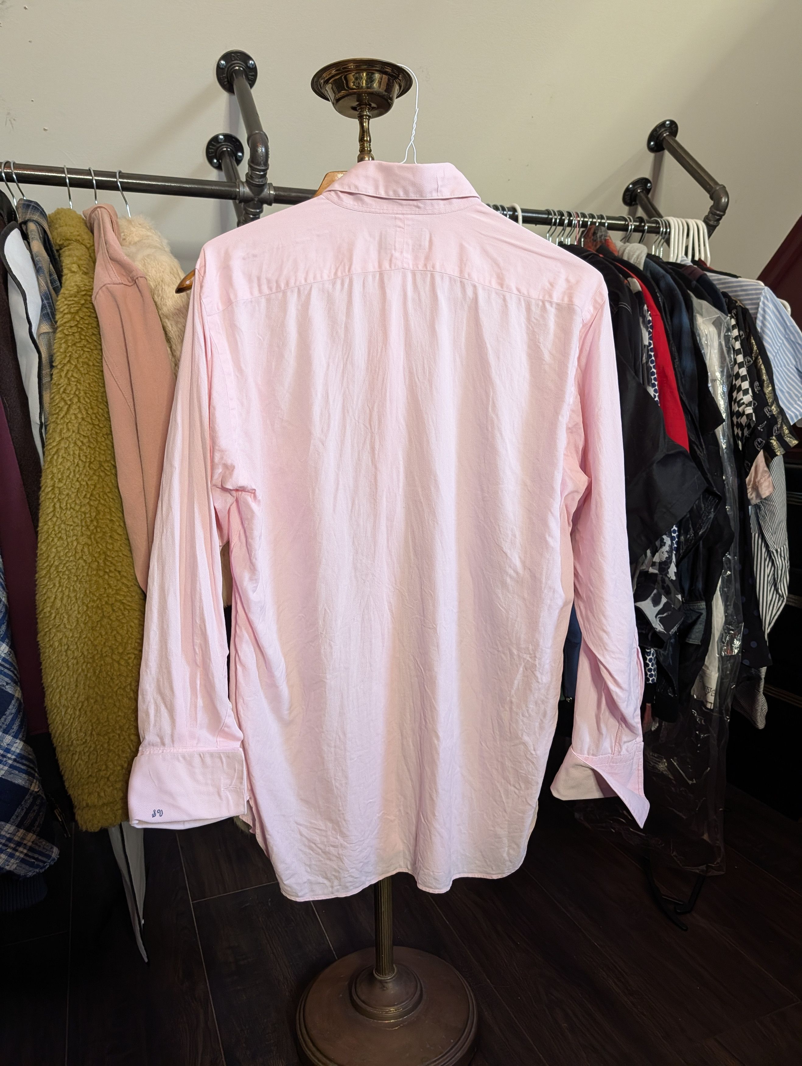 Hamilton Pink pique French cuff bespoke MiUSA cotton dress shirt Size US L / EU 52-54 / 3 - 7 Thumbnail