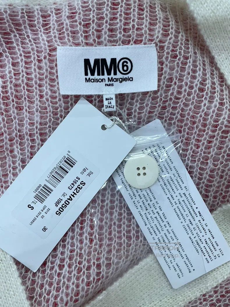Maison Margiela Maison Margiela Pink and white-edged knitted hollow cardig Size S / US 4 / IT 40 - 4 Thumbnail