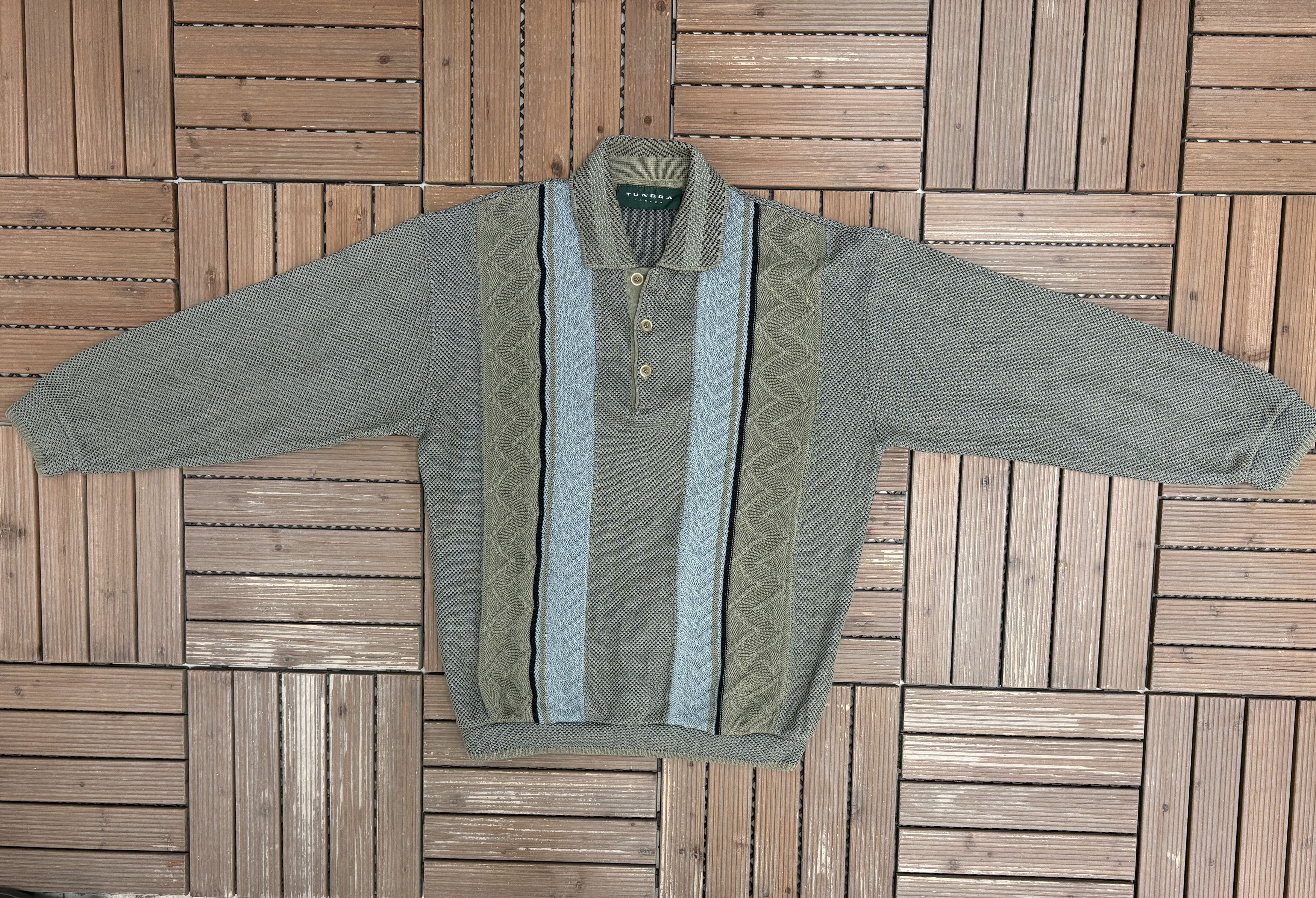 Vintage Tundra Canada 3D Vintage Green/Brown Collared Sweater Size US L / EU 52-54 / 3 - 4 Thumbnail