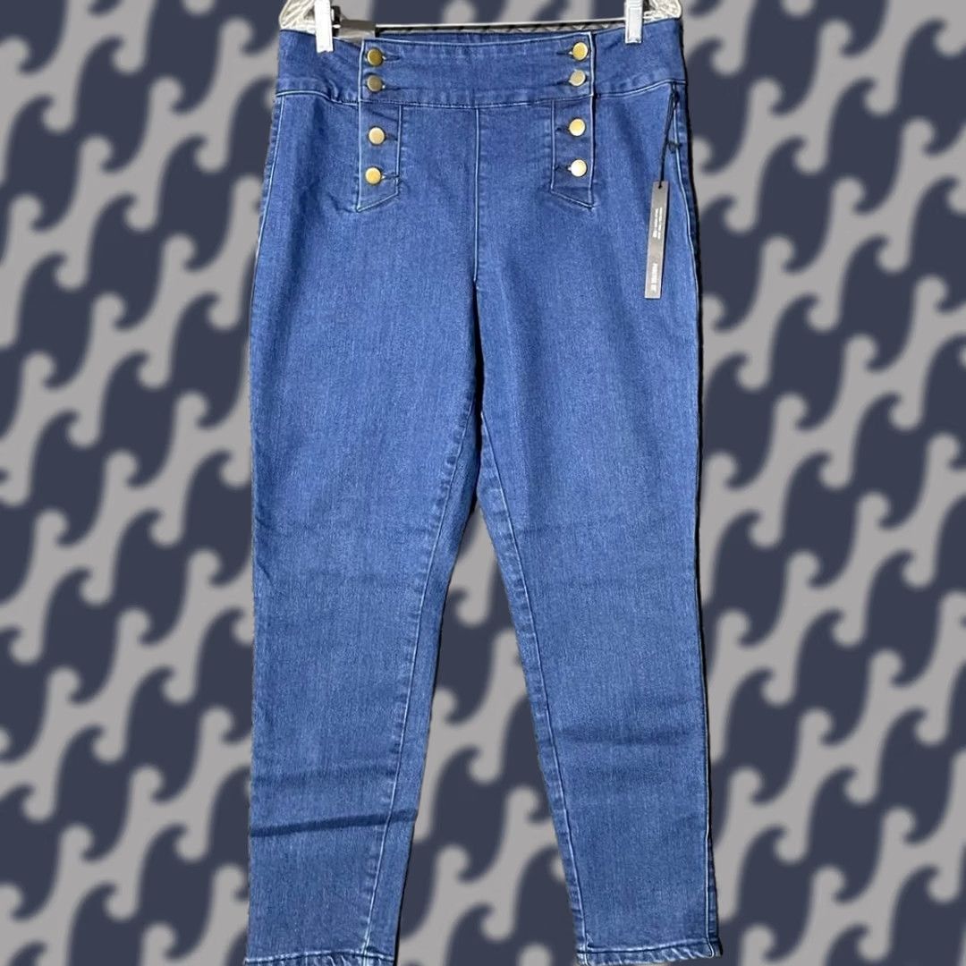 Forever 21 FOREVER 21 Blue Skinny Ankle High Crop Button Stretch Denim Jeans 31 Women Casual 31 Size 24" / US 00 / IT 34 - 1 Thumbnail