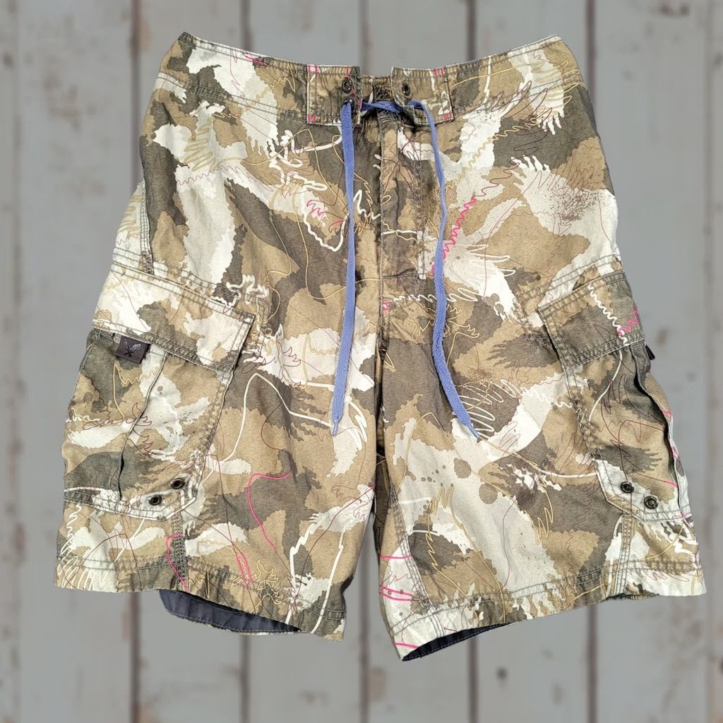 Vintage American Eagle Mens Cargo Board Shorts Size 30 Camo AE77 Blue Gorp Size US 30 / EU 46 - 1 Thumbnail