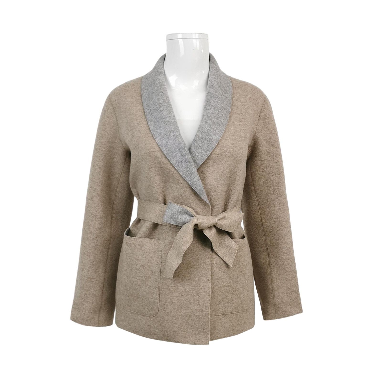 Weekend Max Mara Wool Lapel Waist-Tie Coat US4