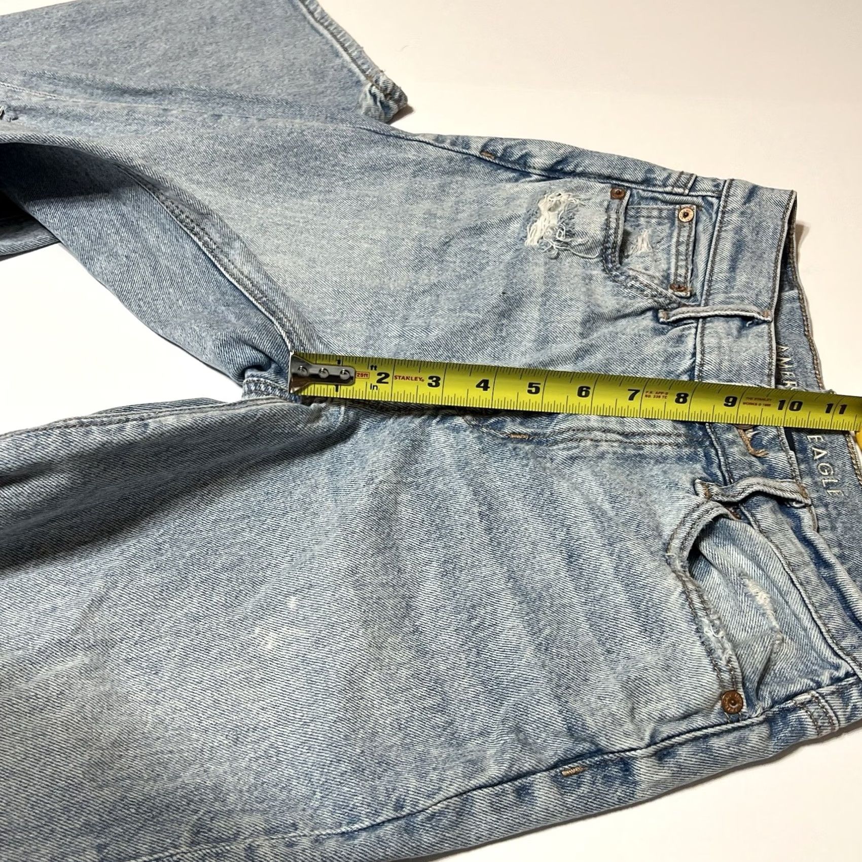 American Eagle Outfitters American Eagle Outfitters Jeans Womens 2 XShort (27x24.5) Blue Wide-Leg Stovepipe Distressed 90s Grunge Hipster Denim Size 26" / US 2 / IT 38 - 4 Thumbnail