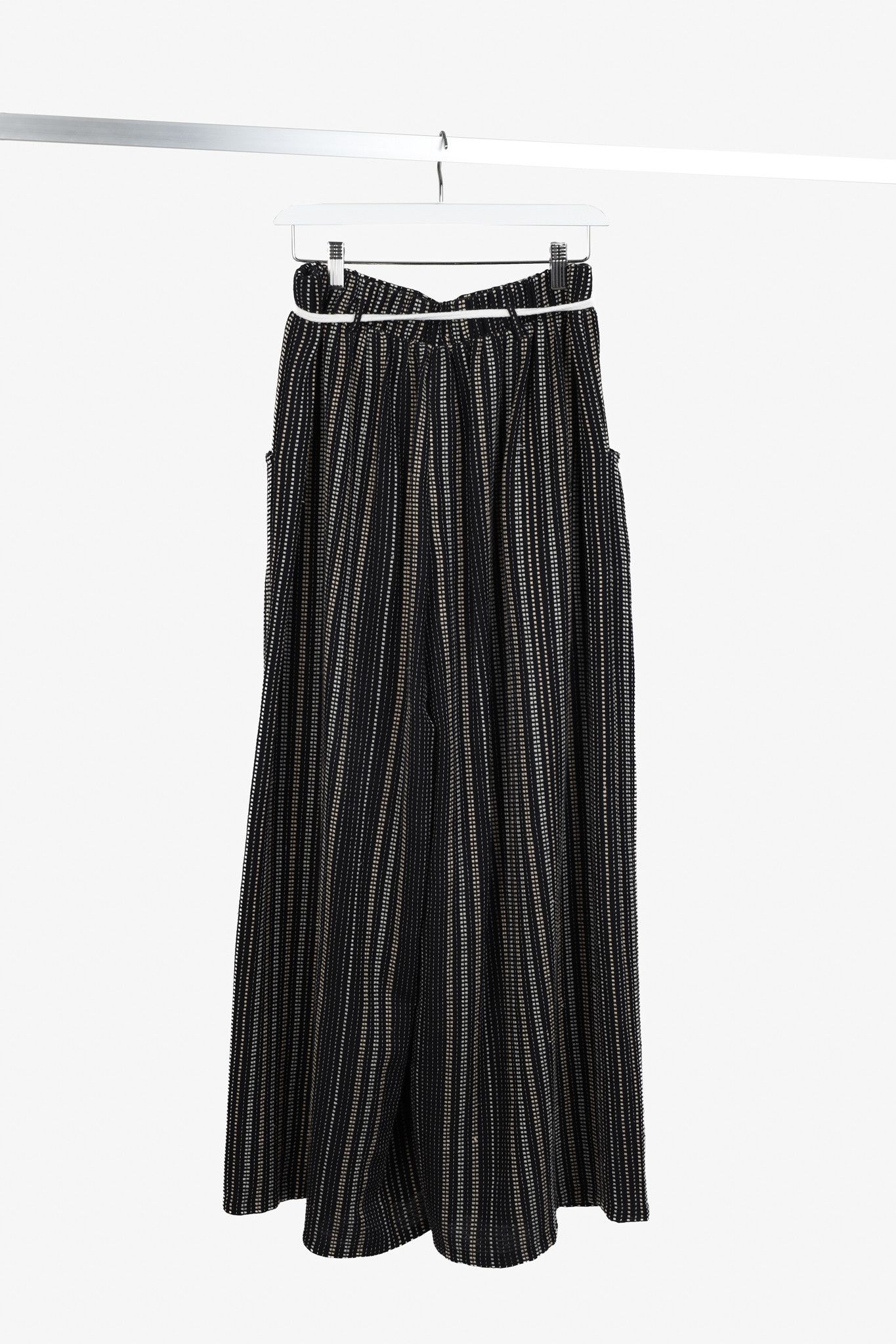 Other Laura Siegel Handcrafted Black Traditional Stripe Wide Pants Size 28" / US 6 / IT 42 - 2 Thumbnail