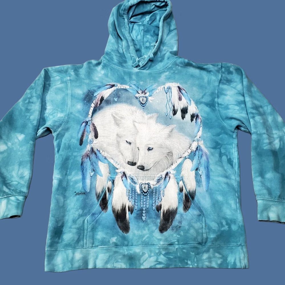 The Mountain The Mountain Hoodie Adult Small Blue Tie Dye Wolf Heart Dream Catcher Feather Shirt (Hooded, Pockets) Size US S / EU 44-46 / 1 - 1 Thumbnail