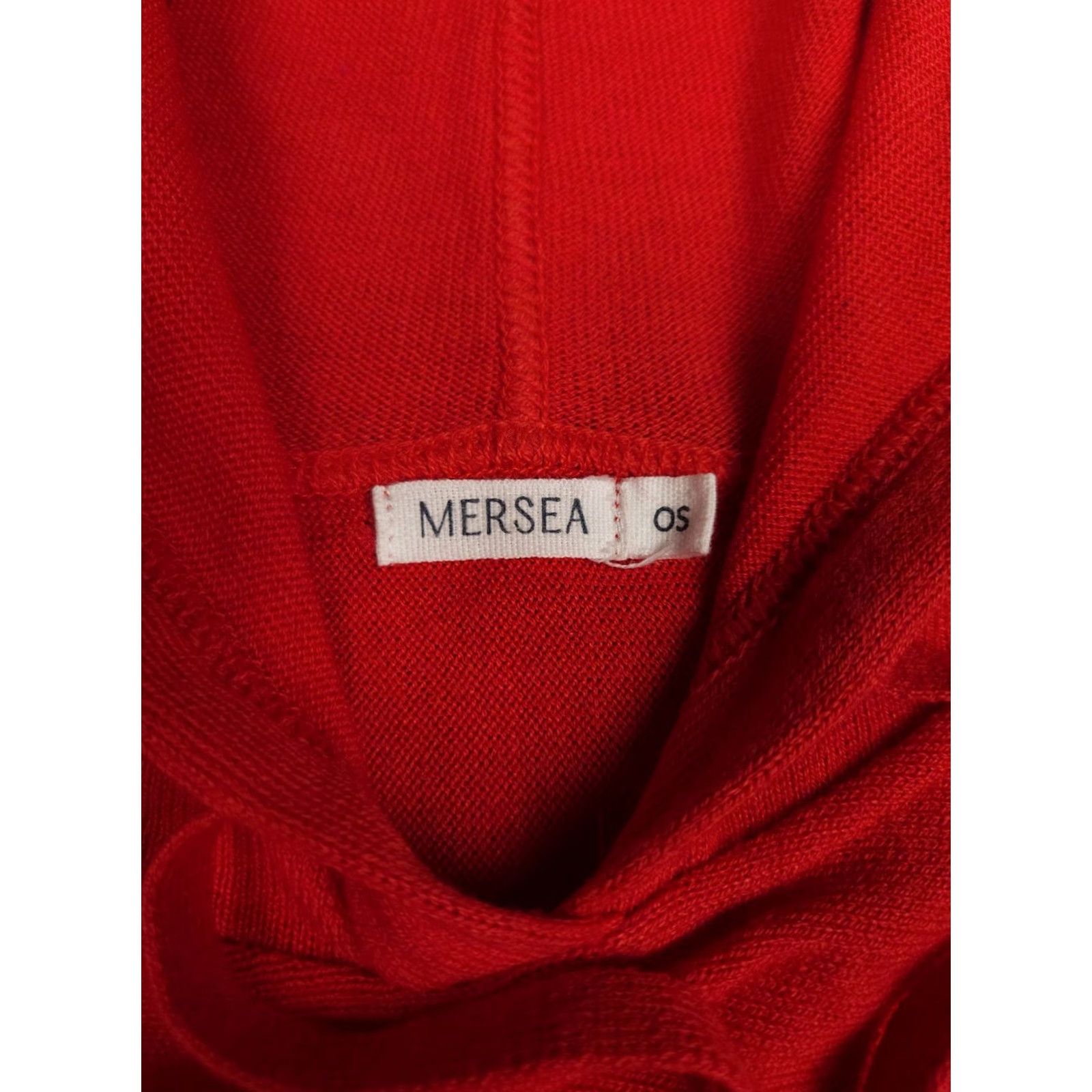 Catalina Mersea Catalina Hoodie Sweater Red One Size Acrylic Drawstring Relaxed Pullover Women's Knit Dolman Sleeve Solid Knit Pattern Size ONE SIZE - 5 Thumbnail