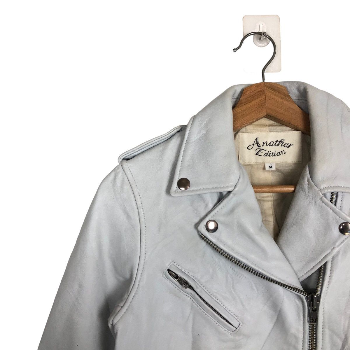 Japanese Brand VINTGE DOUBLE BREAST COLLAR LEATHER BIKER JACKET ANOTHERCLIP Size US M / EU 48-50 / 2 - 6 Thumbnail