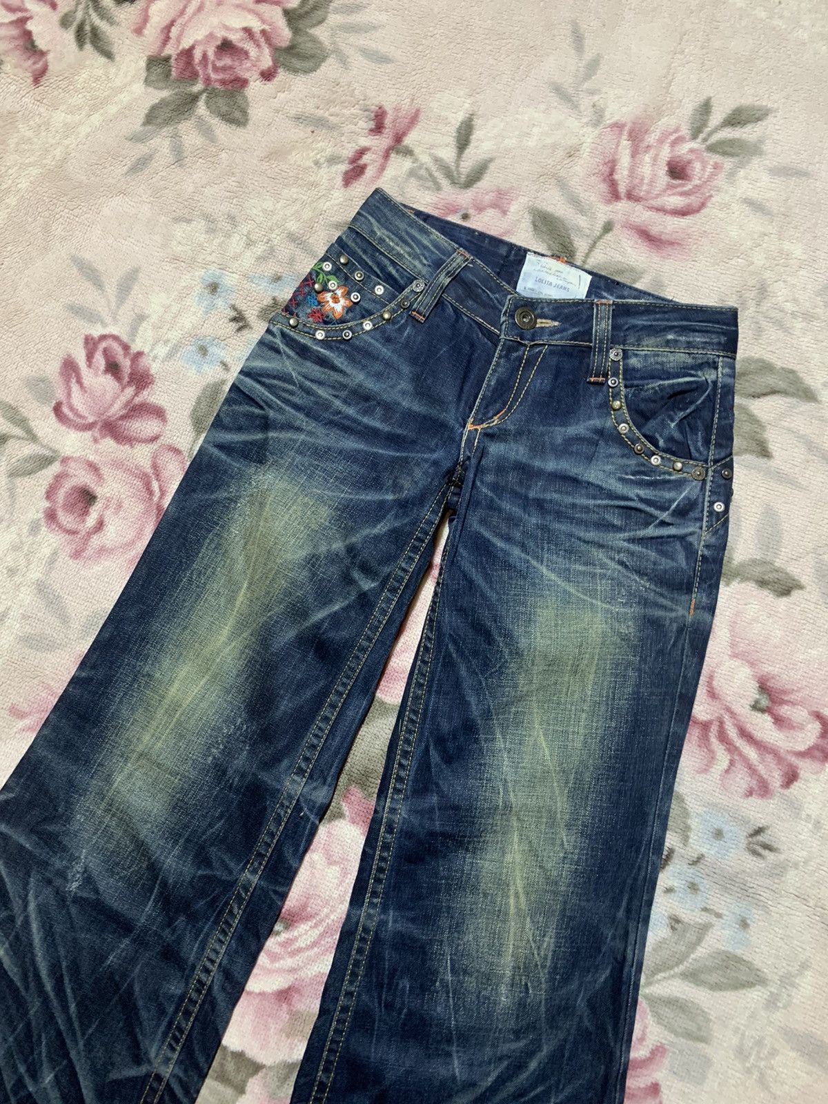 If Six Was Nine Insane 🔥 Yoshitomo nara x lolita jeans floral baggy jeans Size 29" - 4 Thumbnail