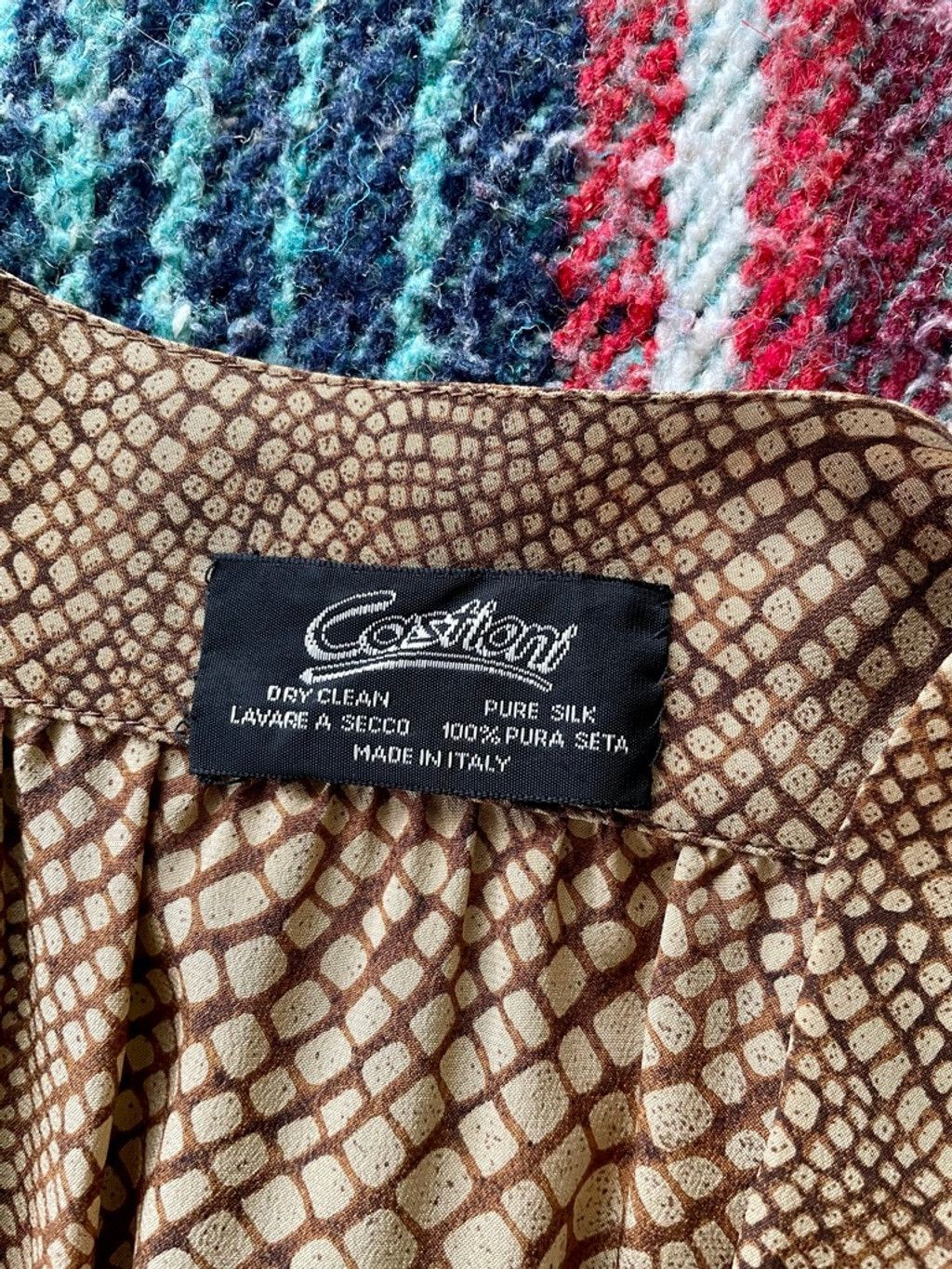 Oleg Cassini 70s Castioni Silk Gold Snake Print Cropped Blouse M Size M / US 6-8 / IT 42-44 - 3 Thumbnail
