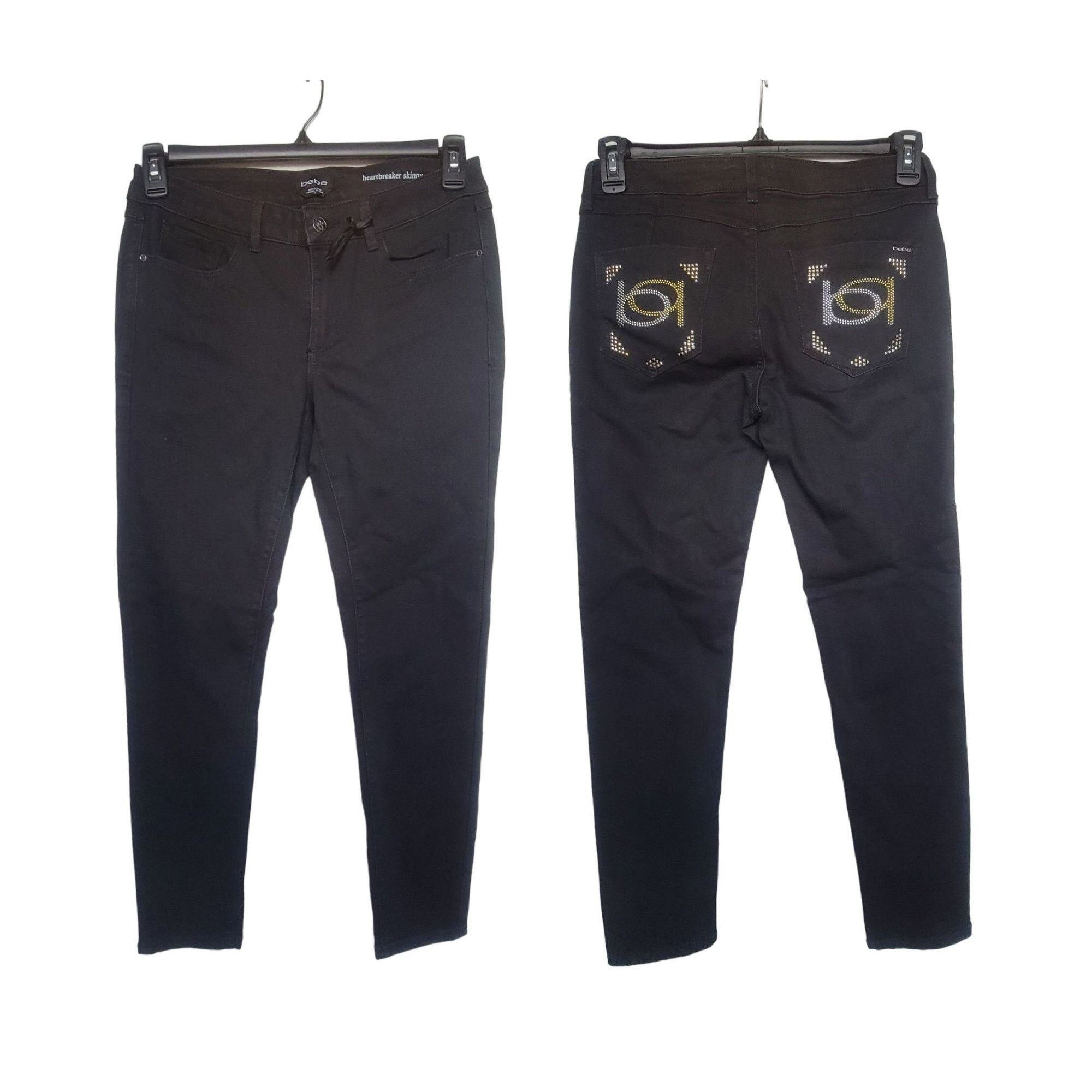 Bebe 🤩Women's skinny Jeans Bebe Sz 28 heartbreaker Black Denim P Size 30" / US 8 / IT 44 - 2 Thumbnail