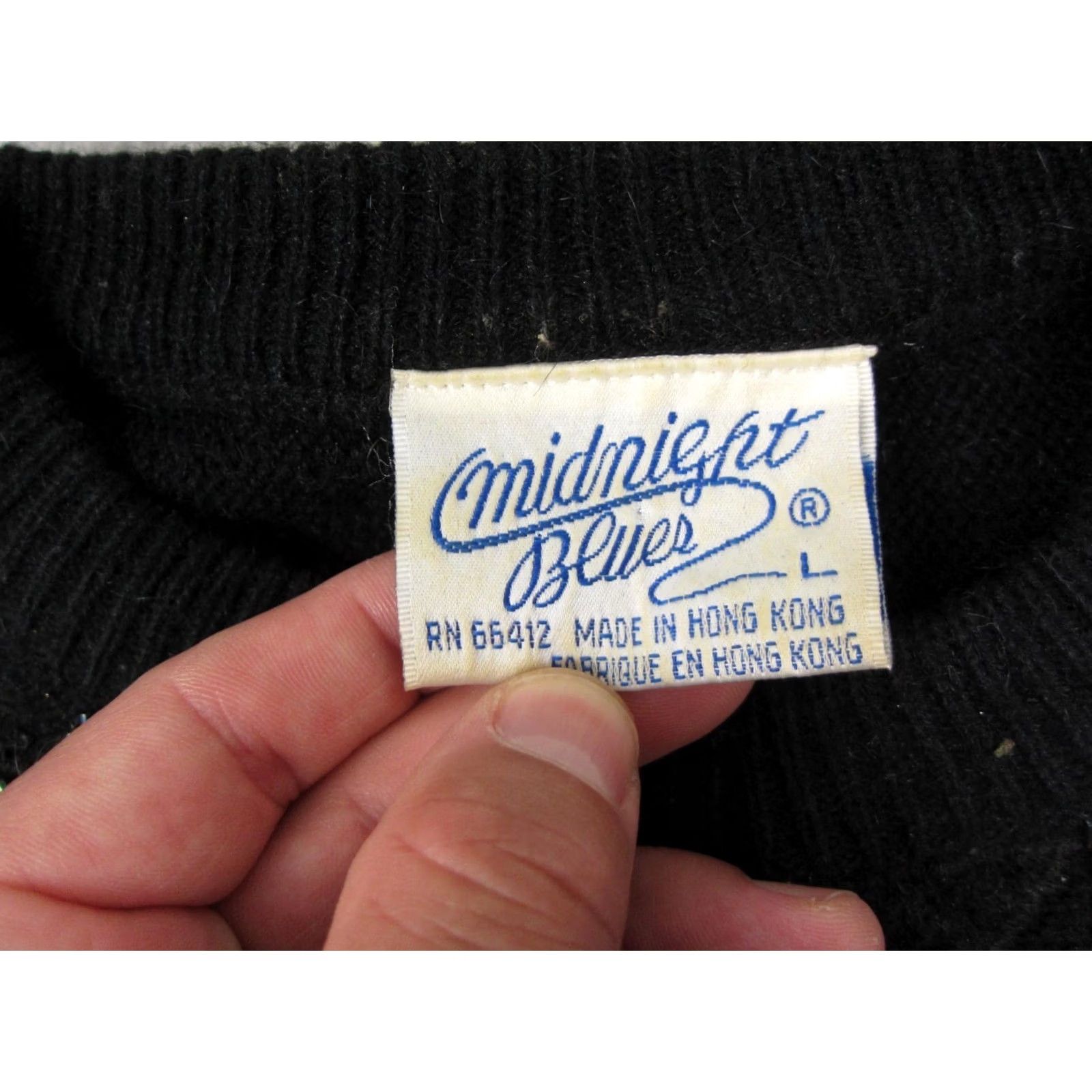 Vintage VINTAGE Midnight Blues Sweater Womens Large Black Sequin Studded Pullover 80s Size L / US 10 / IT 46 - 3 Thumbnail